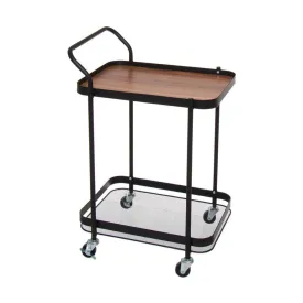 Aqua 2 Tier Serving Cart on Wheels Black