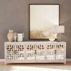 Arley 98" Mirrored Reclaimed 6 Door Wood Sideboard