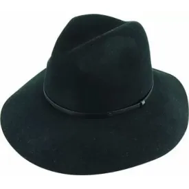 Avenel Wool Felt Fedora W/ Faux Leather Band - Black