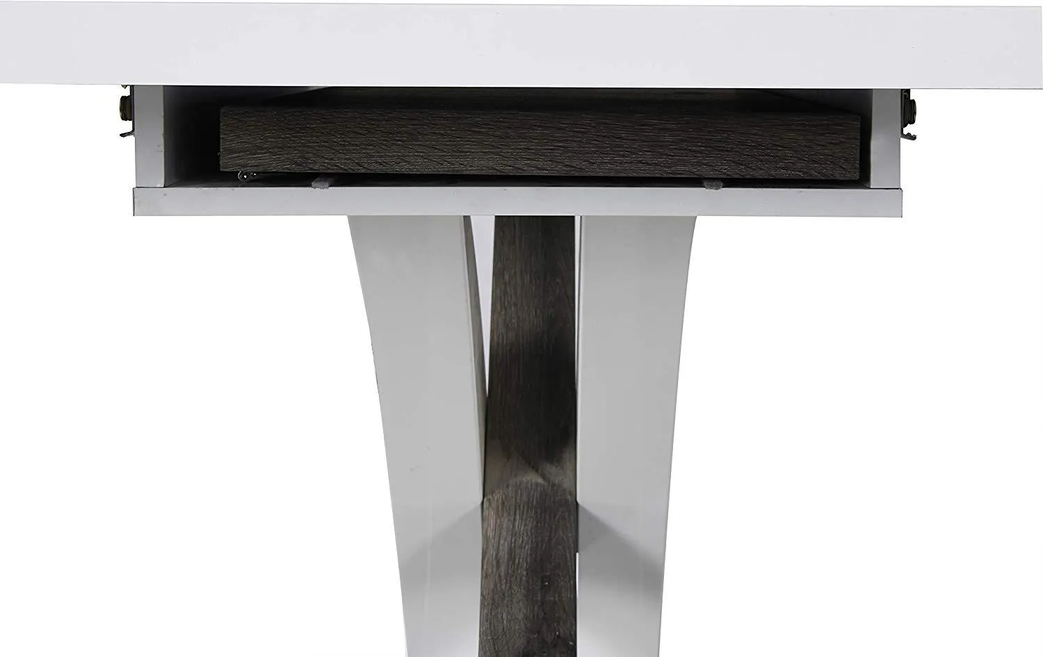 BASEL High Gloss White Extendable Dining Table 6 to 8-Seater with Stainless Steel Base