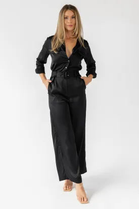 Beck Black Satin Jumpsuit