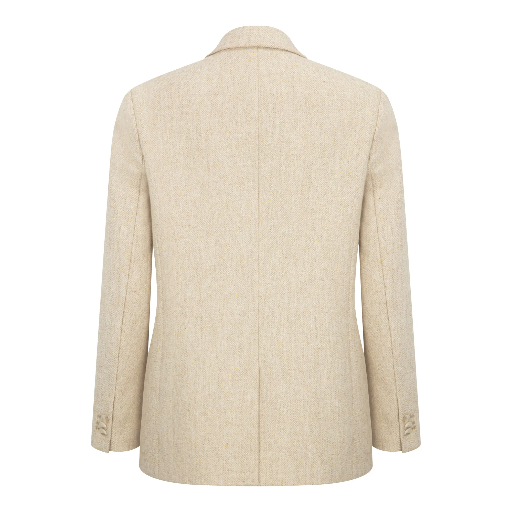 Beige Herringbone Colleen Oversized Wool Blazer Jacket