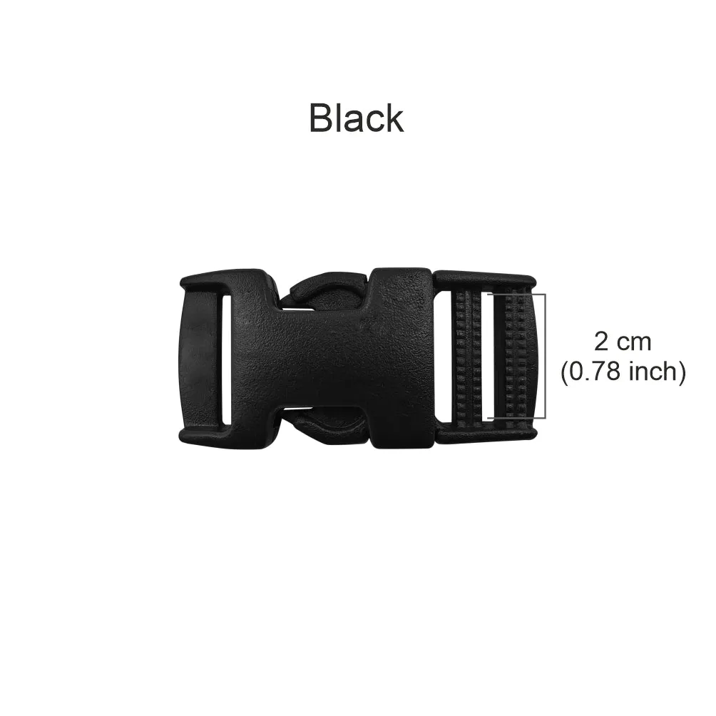 Black 20mm Single Adjuster Side Release Clasp Belt/Strap Plastic Buckle