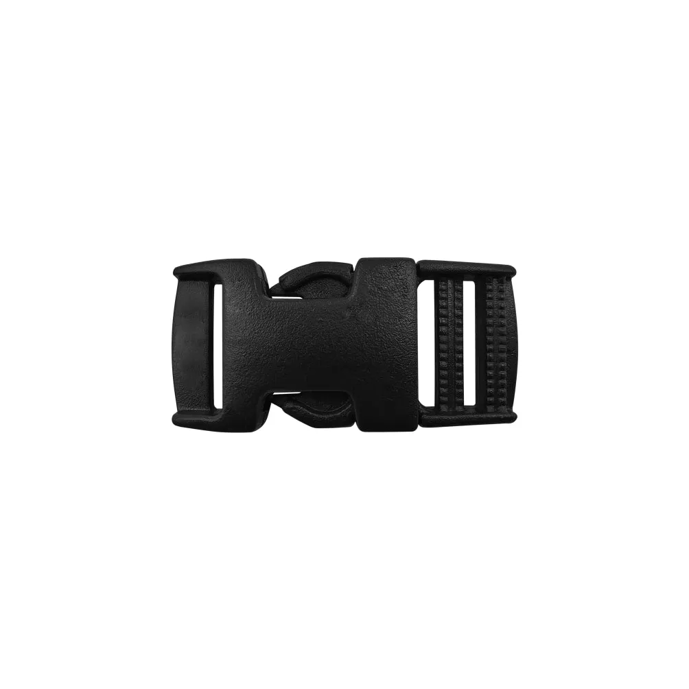 Black 20mm Single Adjuster Side Release Clasp Belt/Strap Plastic Buckle