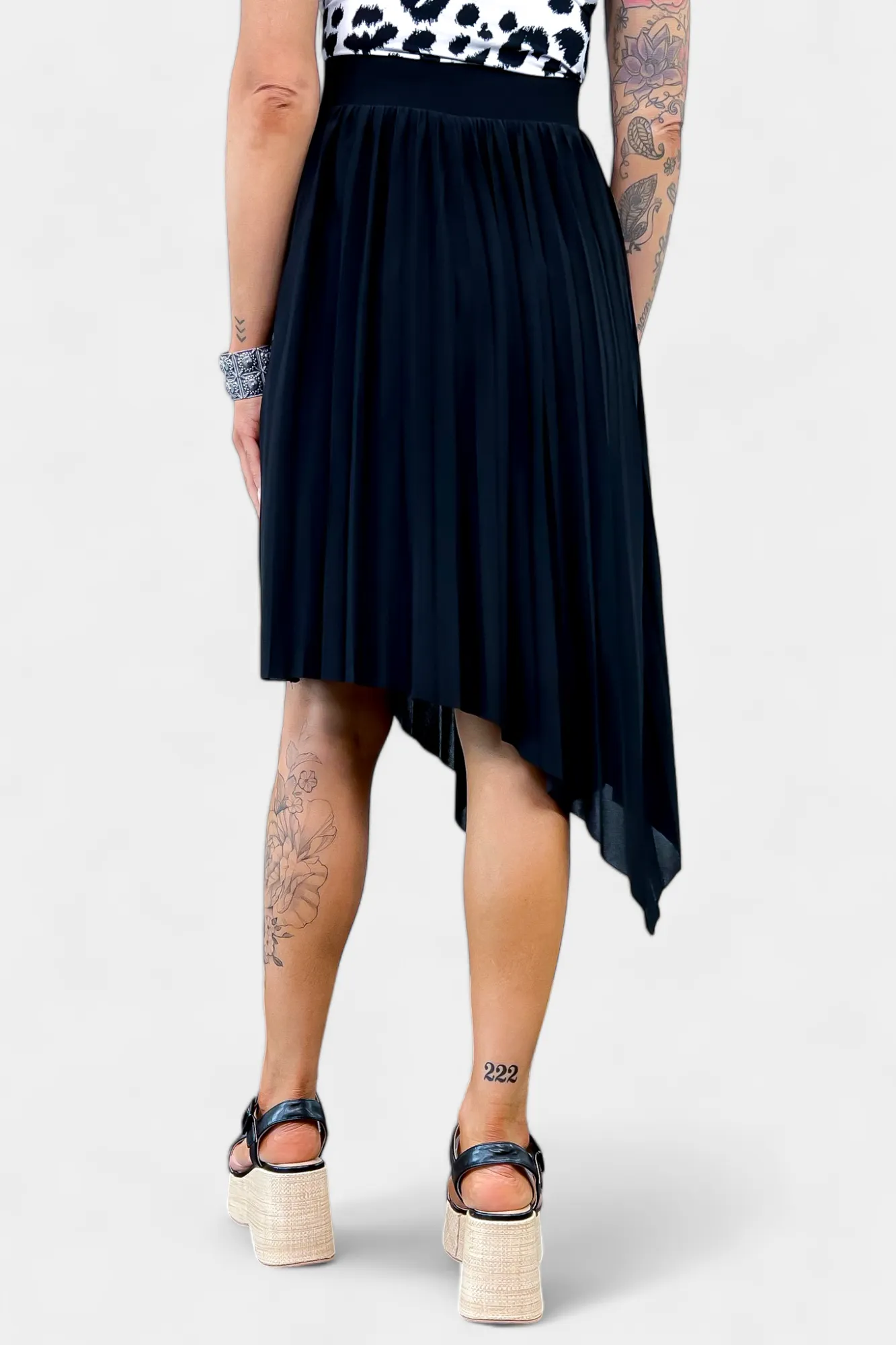 Black Asymmetrical Pleated Skirt