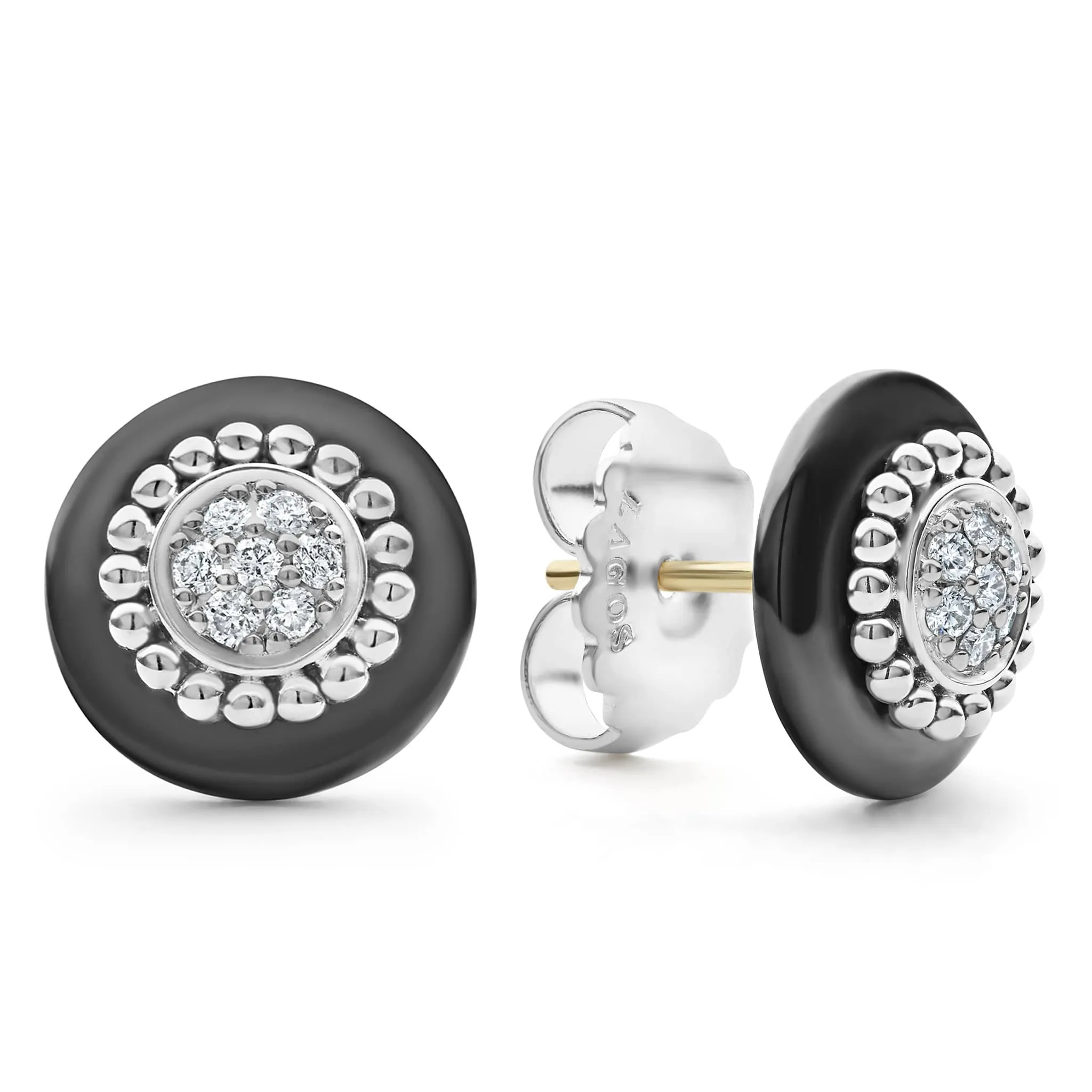 Black Caviar Ceramic Diamond Stud Earrings