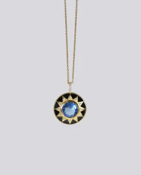 Black Enamel Sun Pendant Necklace