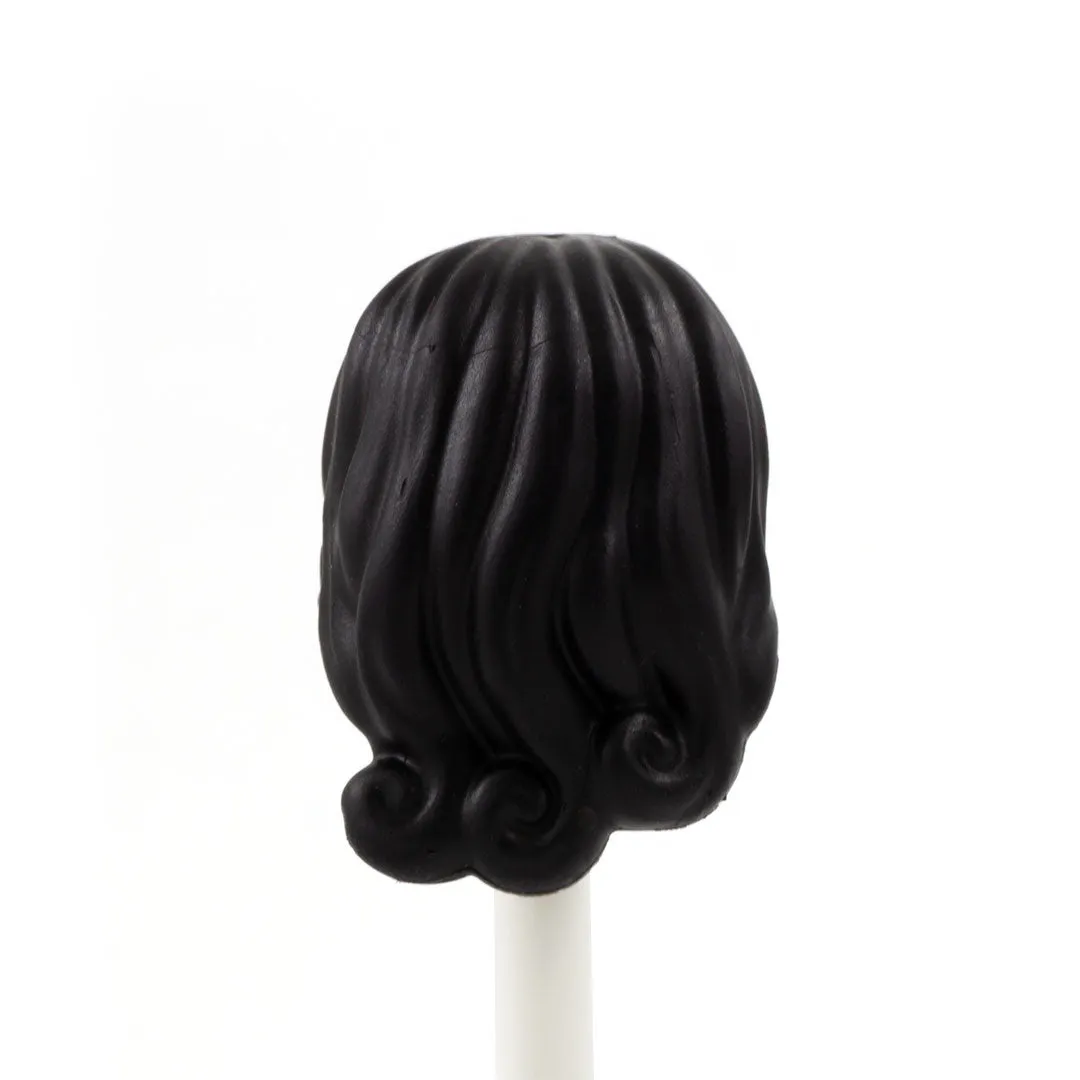 Black Long Hair with Fringe and Curls - LEGO Minifigure Hair