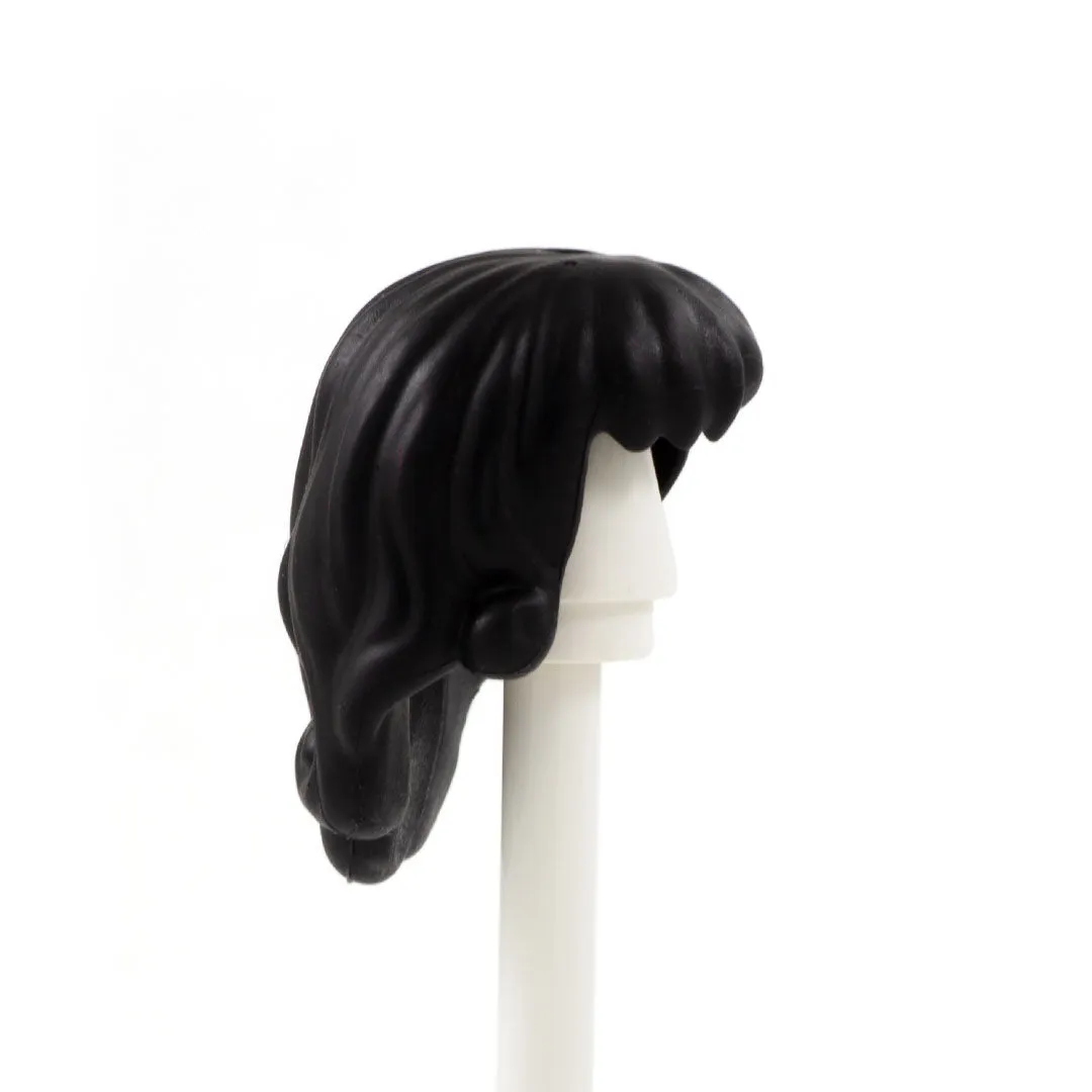 Black Long Hair with Fringe and Curls - LEGO Minifigure Hair