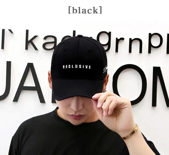 Black RECLUSIVE Graphic Baseball Caps Kpop Style Unisex Cotton Hats