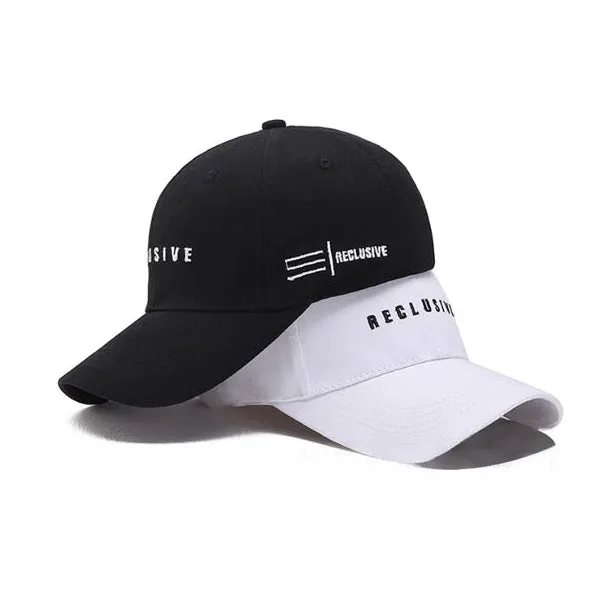 Black RECLUSIVE Graphic Baseball Caps Kpop Style Unisex Cotton Hats