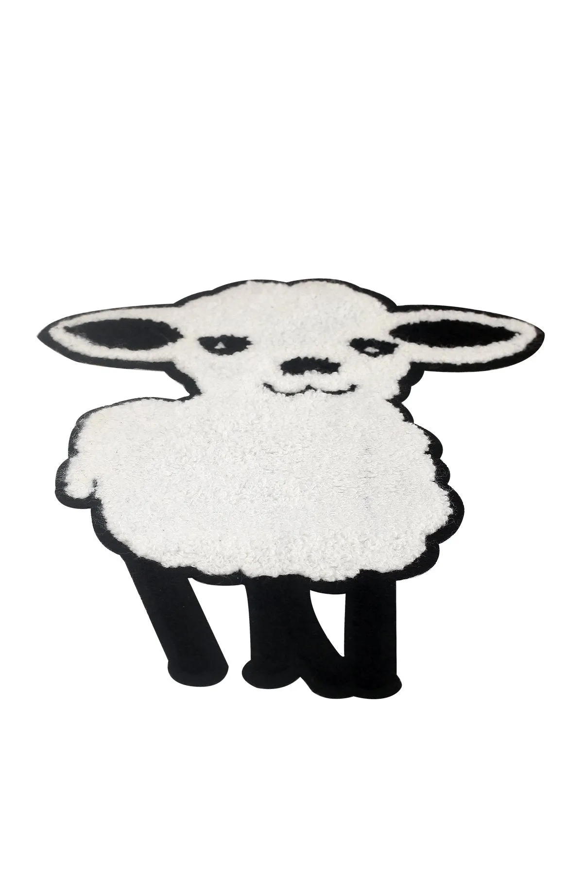 Black with White Cute Lamb Sew on Chenille Embroidery Patch