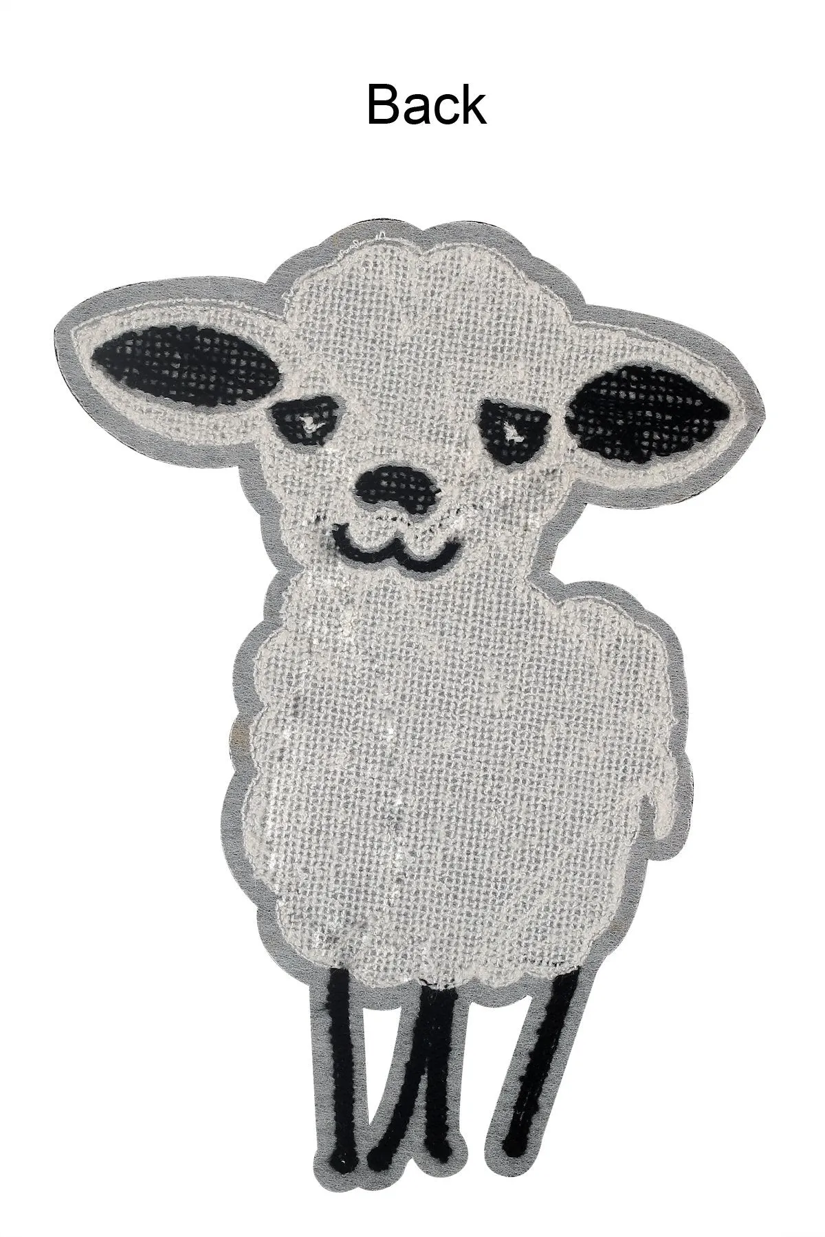 Black with White Cute Lamb Sew on Chenille Embroidery Patch