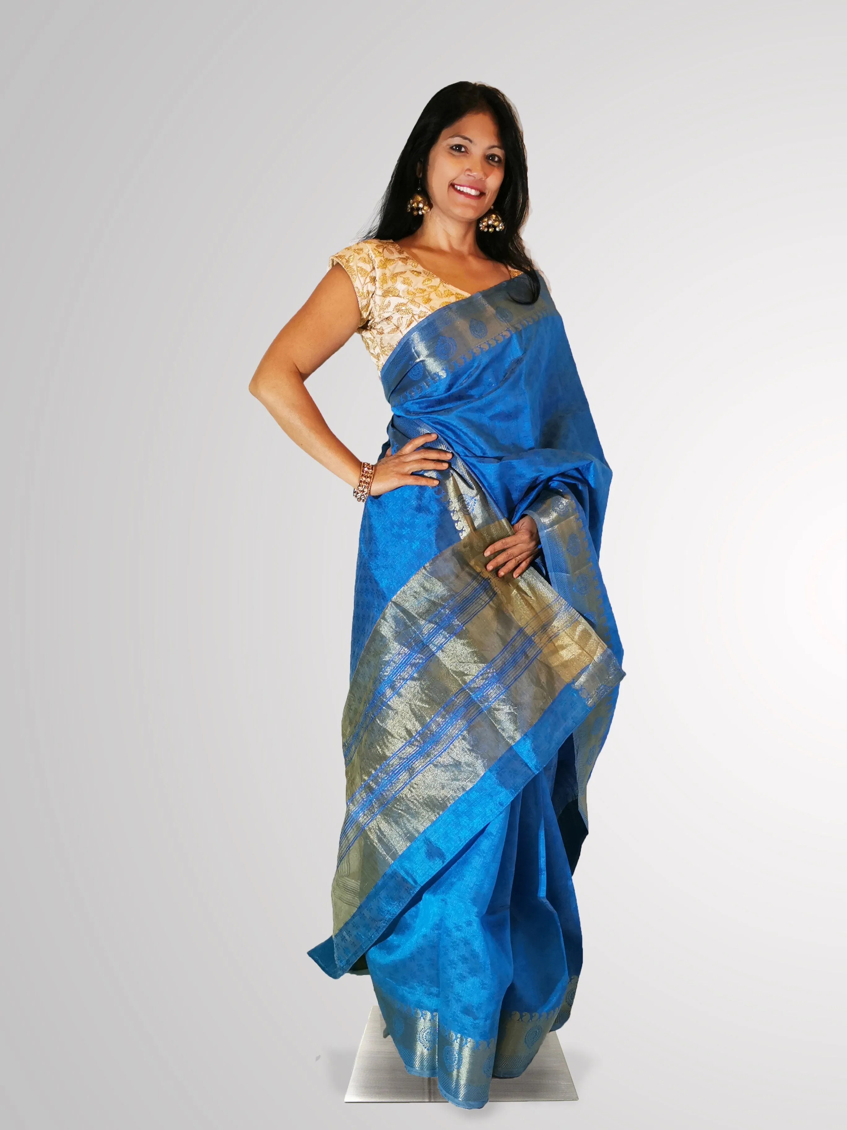 Blue Banarasi Silk Saree