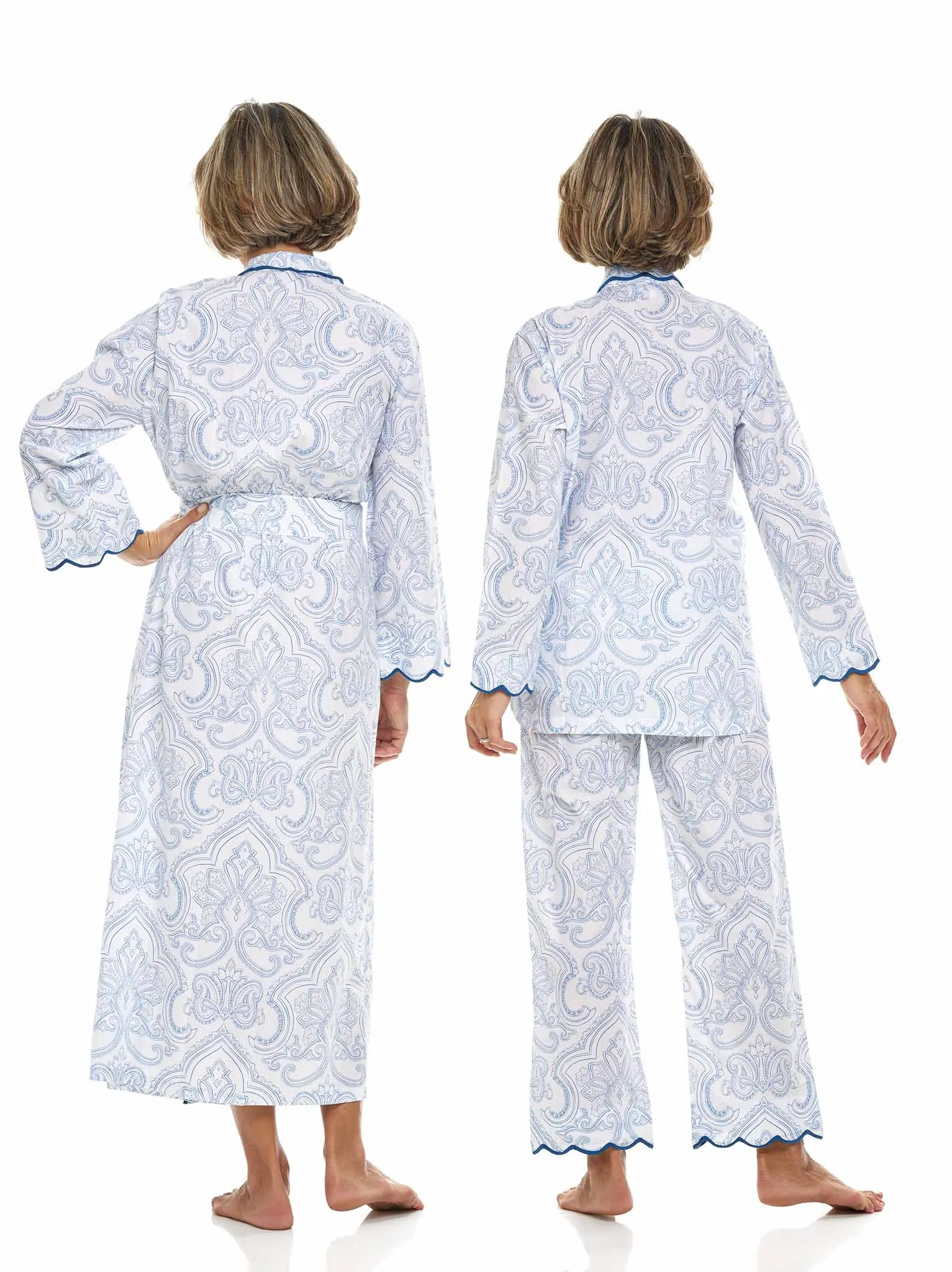 Blue Paisley Bundle: Classic Robe   Pajamas