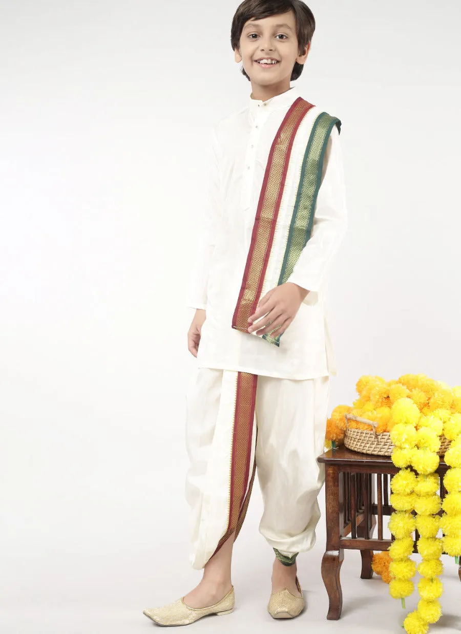 Boys Soft Silk Kurta Panchakacham Set