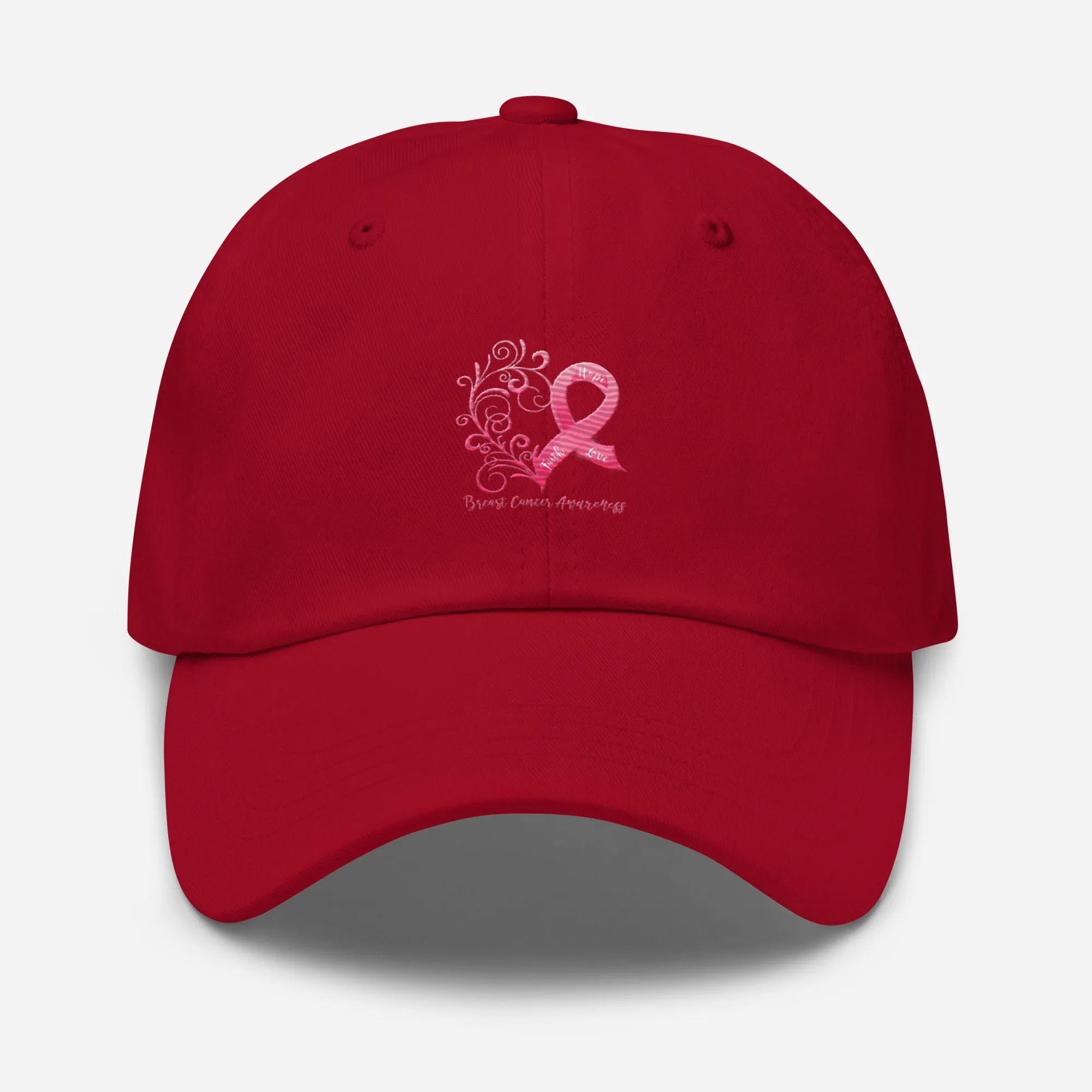 Breast Cancer Awareness Heart Dad Hat (Embroidered Design)(Several Colors Available)