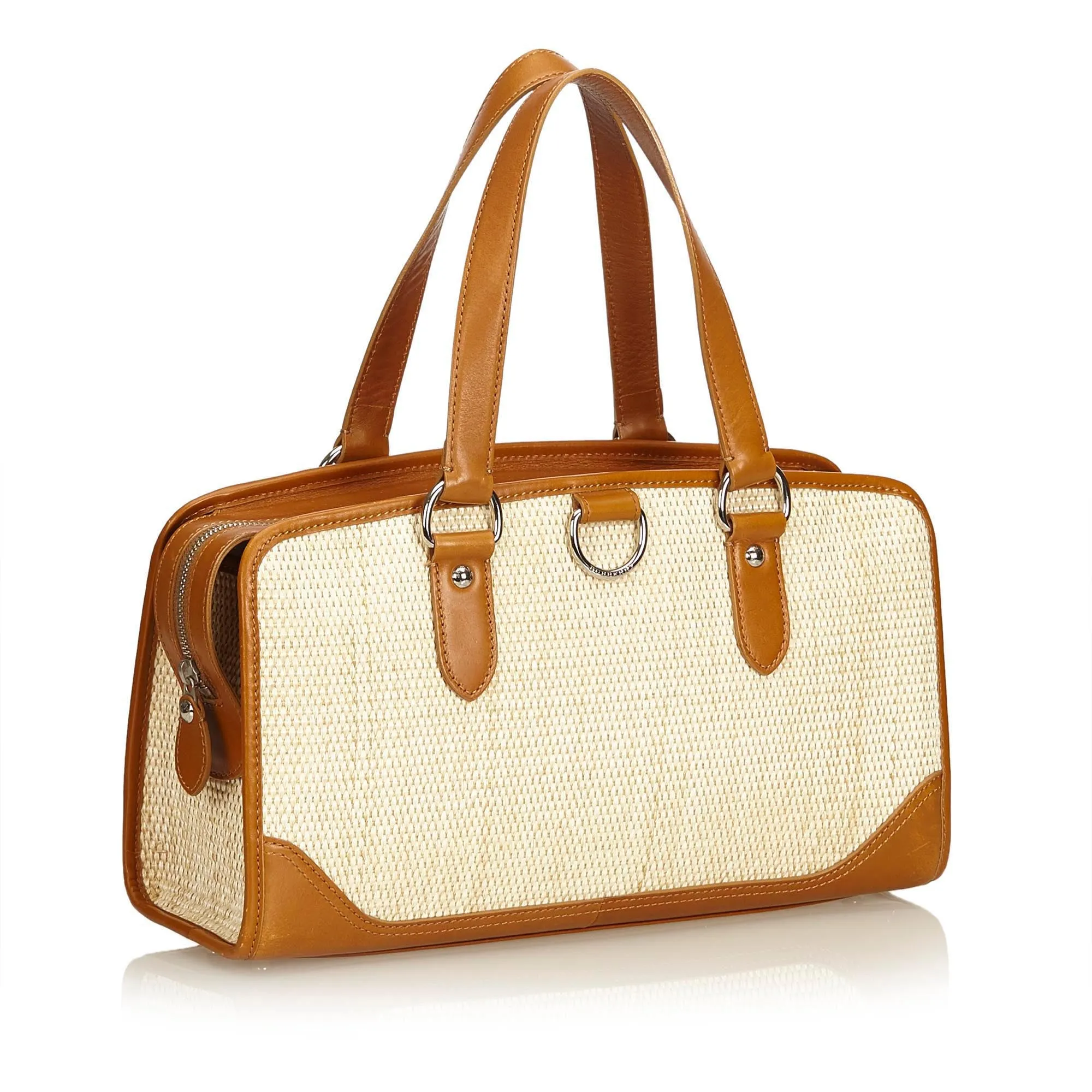 Burberry Brown Beige Straw Natural Material Handbag United Kingdom