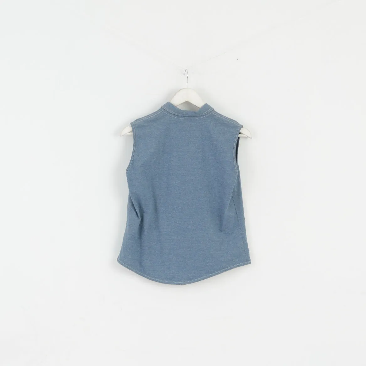 Burberry London Womens 44 S Shirt Sleeveless Blue Cotton Top Vest