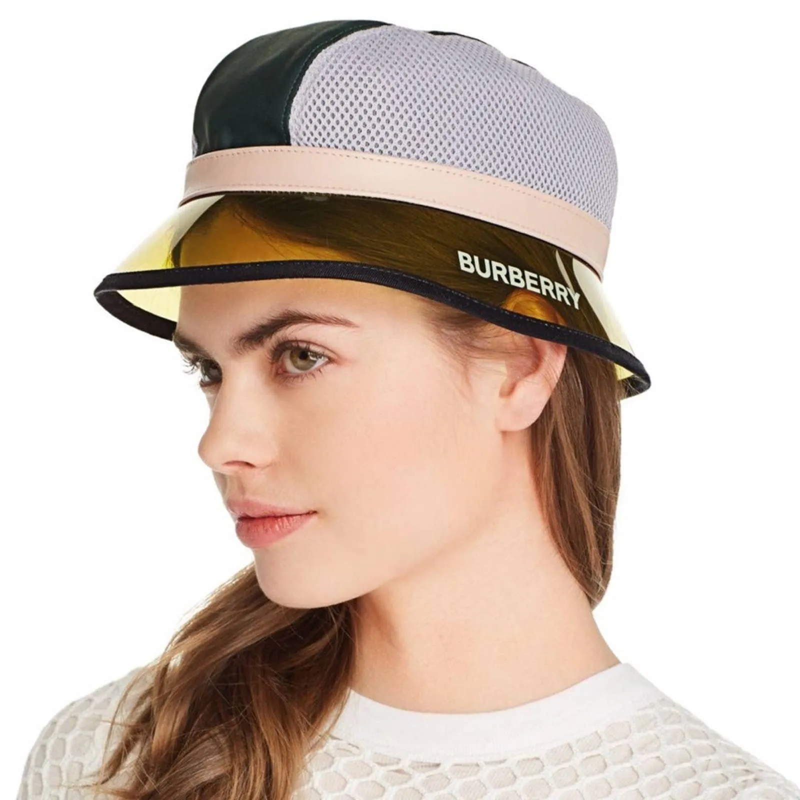 Burberry Small Multi-Color Bucket Hat, Black Trim, Pink, Dark Green, & Lilac