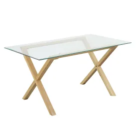 Cadiz Oak and Glass Modern Dining Table