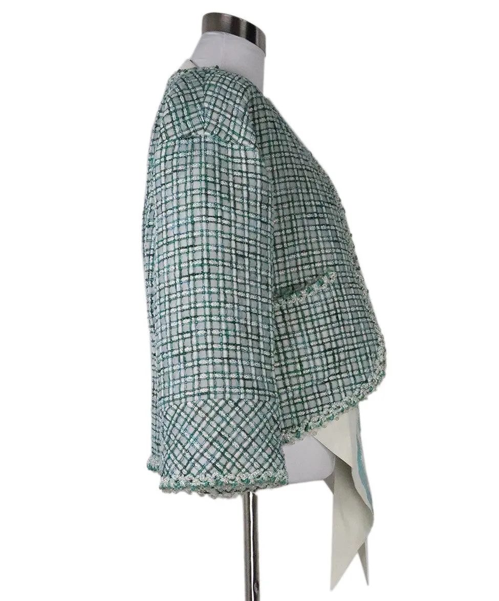 Chanel Green & Blue Tweed Jacket sz 6