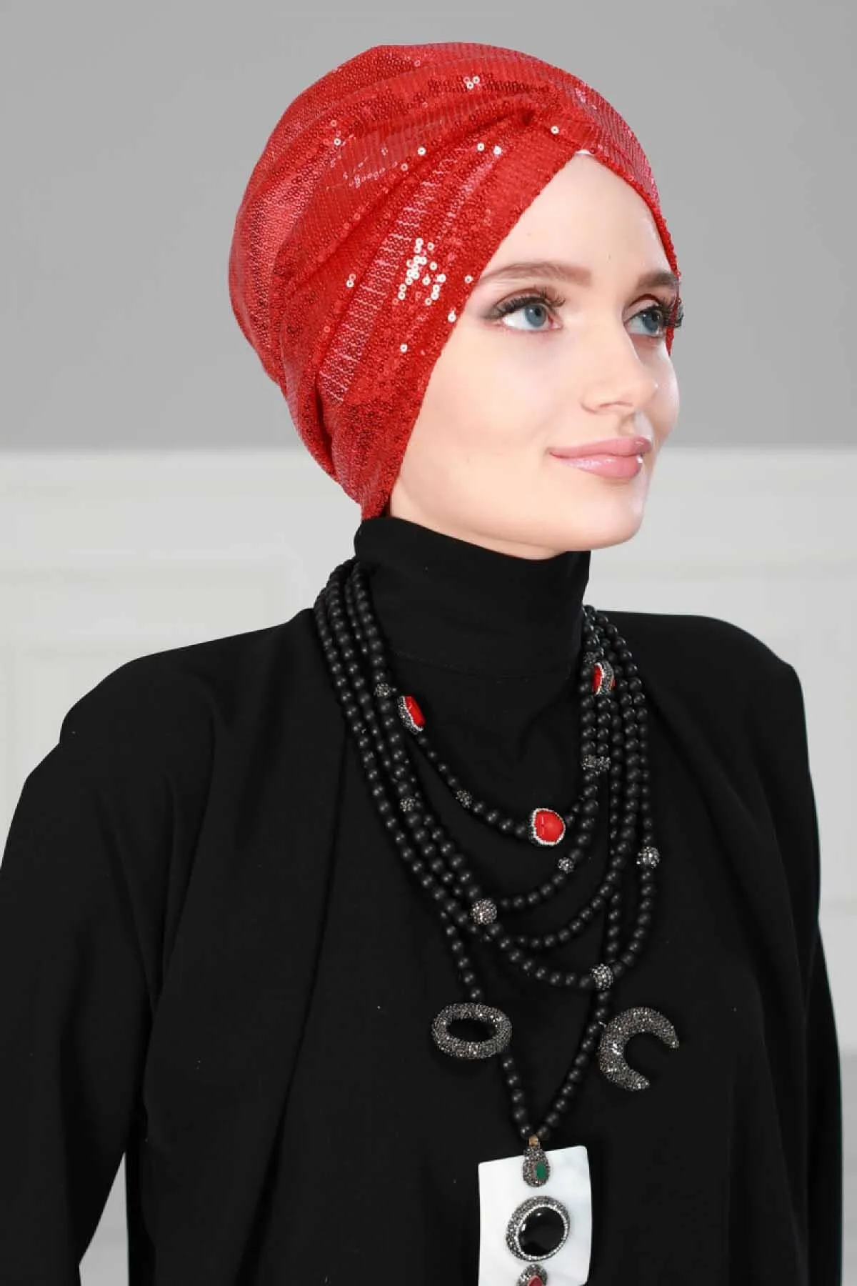 Chic Sequined Instant Turban for Women, Elegant & Easy Head Wrap, Versatile Fashion Hijab Cap, Breathable Hair Loss Chemo Headwear,B-9P