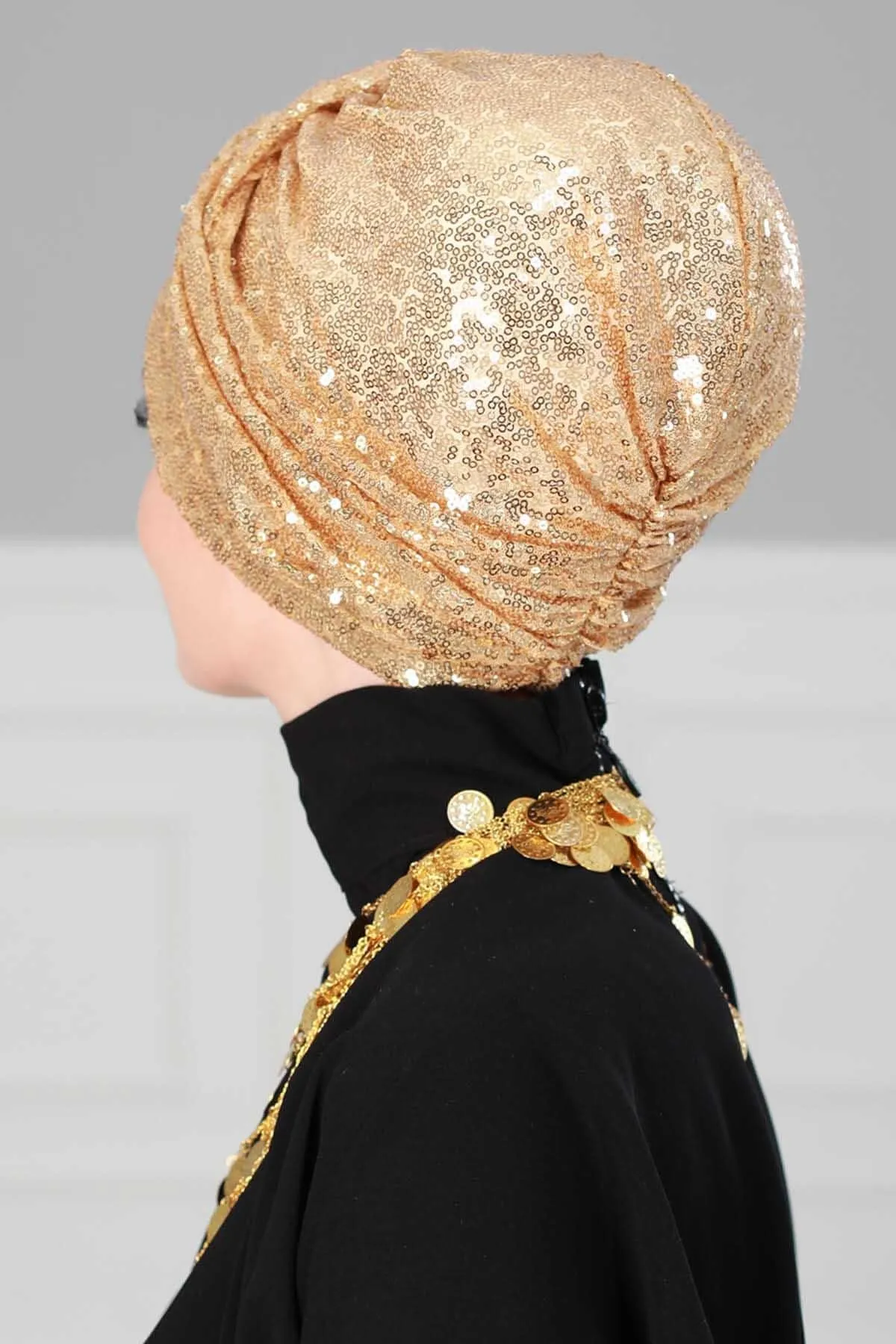 Chic Sequined Instant Turban for Women, Elegant & Easy Head Wrap, Versatile Fashion Hijab Cap, Breathable Hair Loss Chemo Headwear,B-9P