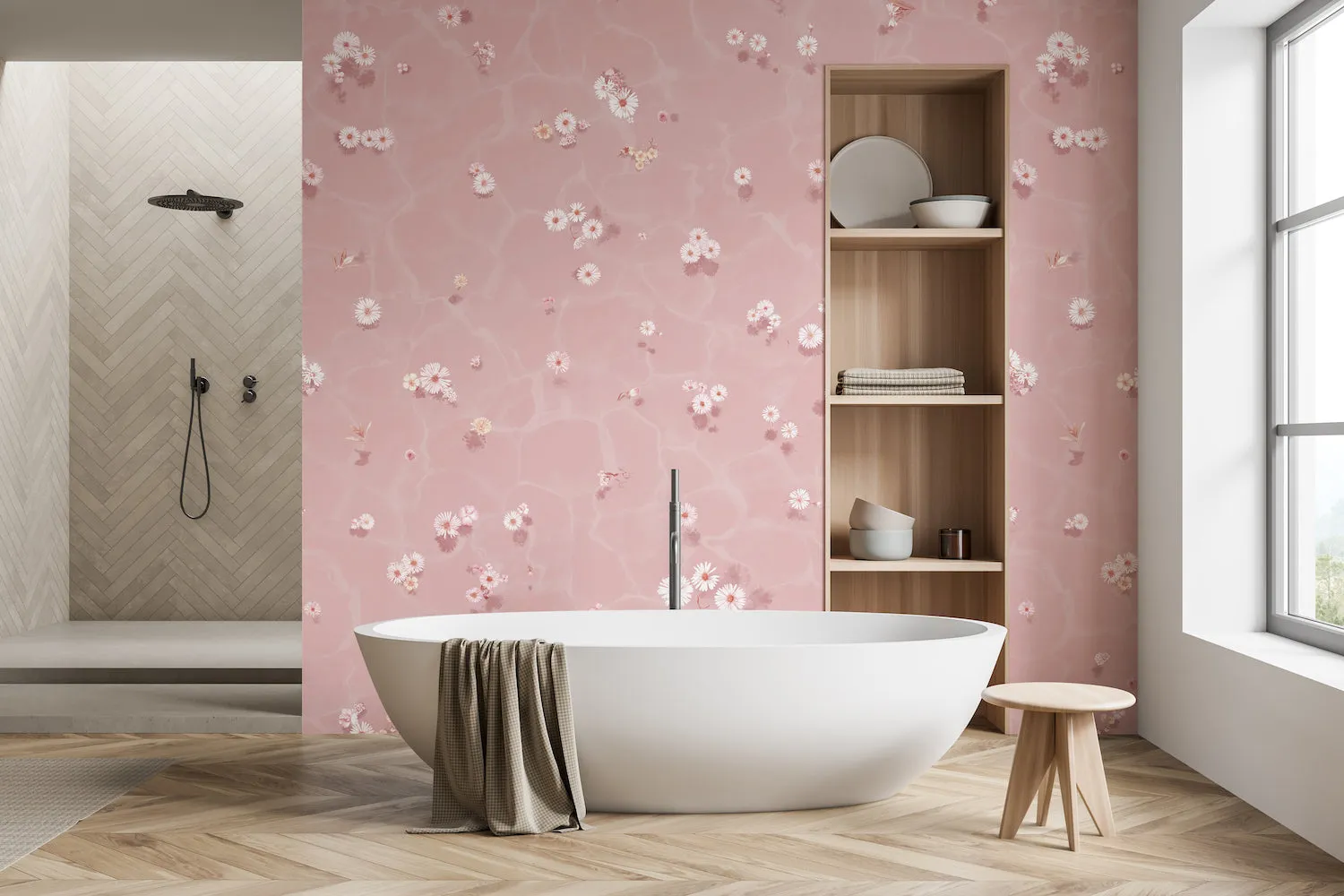 Classic Floral Bath Mural Wallpaper