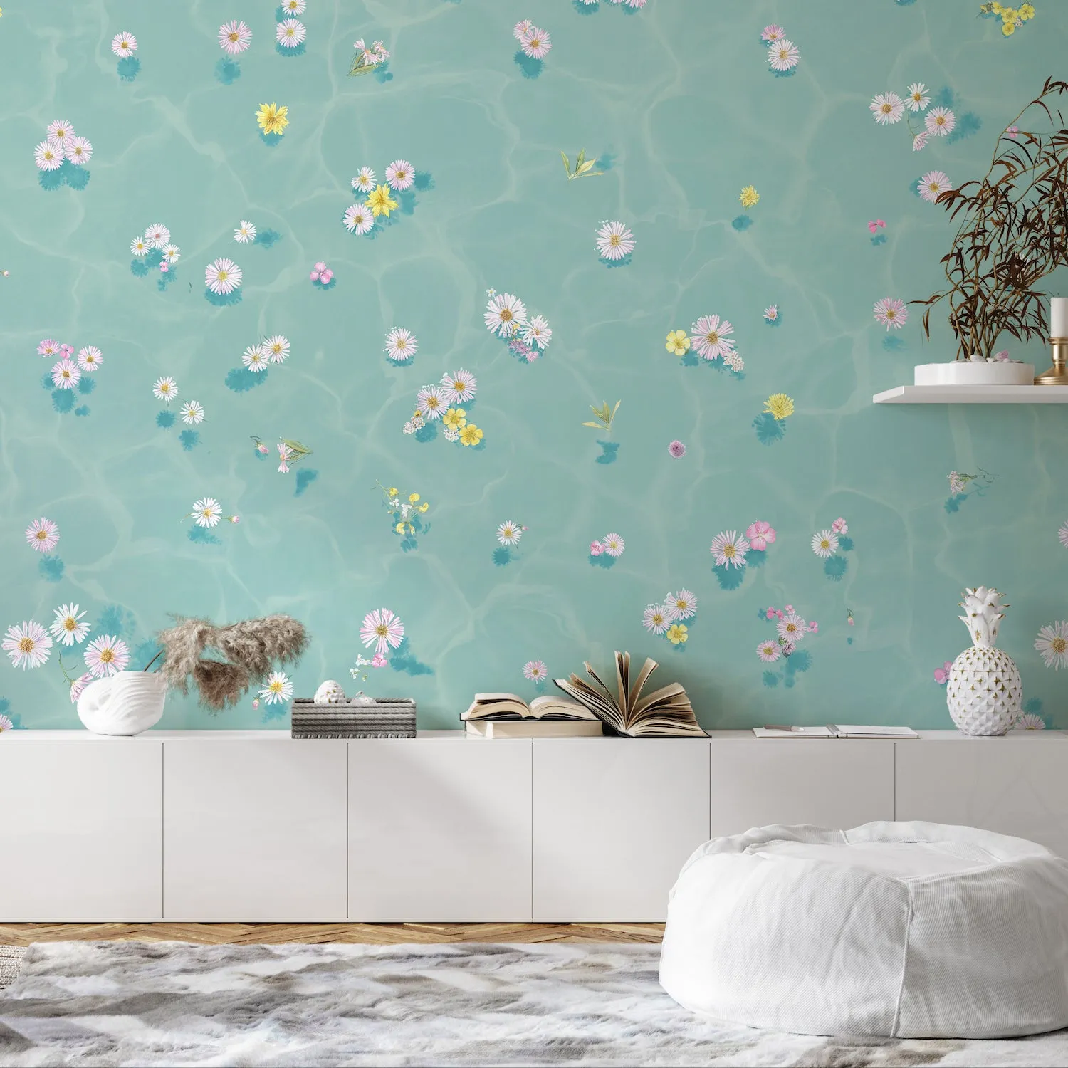 Classic Floral Bath Mural Wallpaper