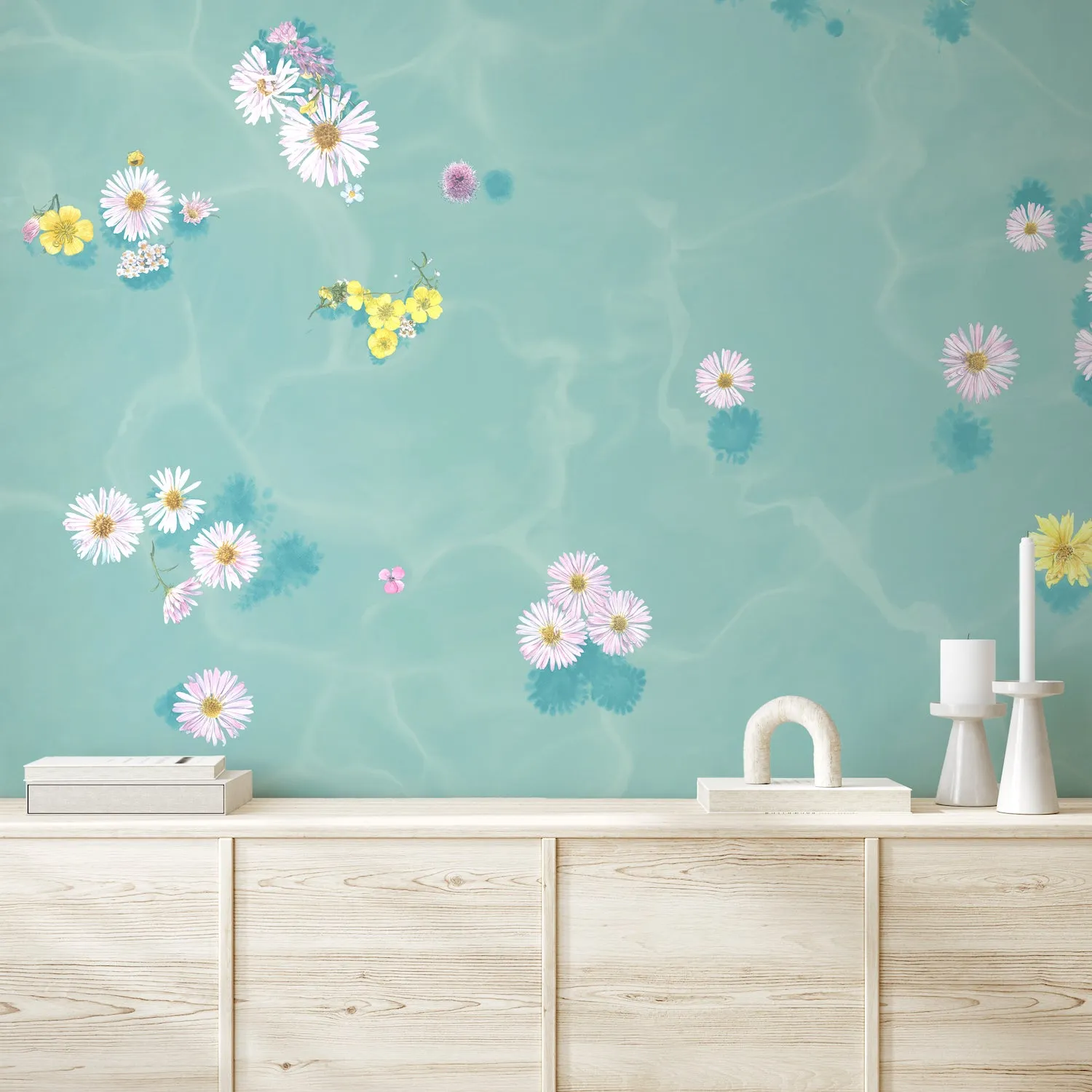 Classic Floral Bath Mural Wallpaper