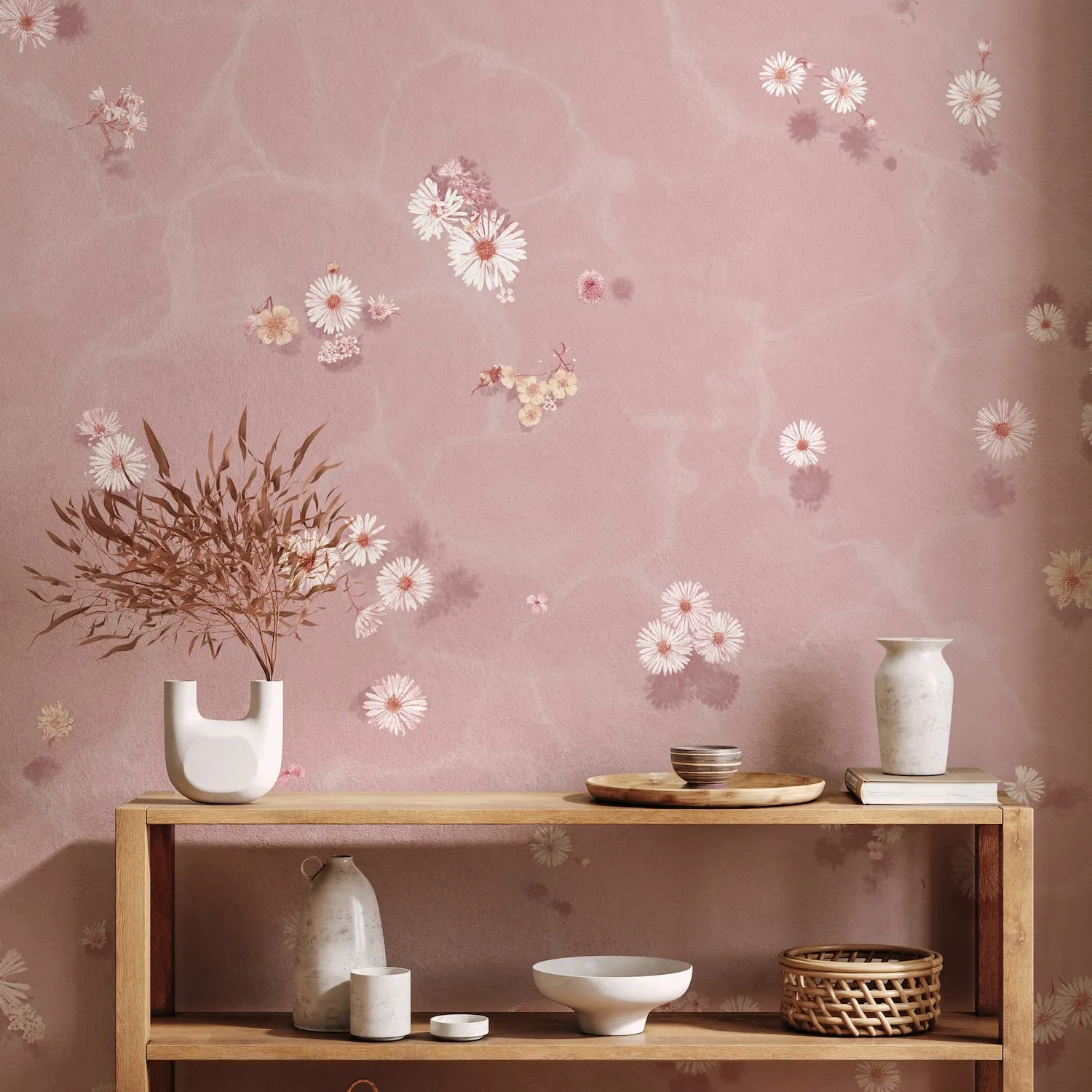 Classic Floral Bath Mural Wallpaper