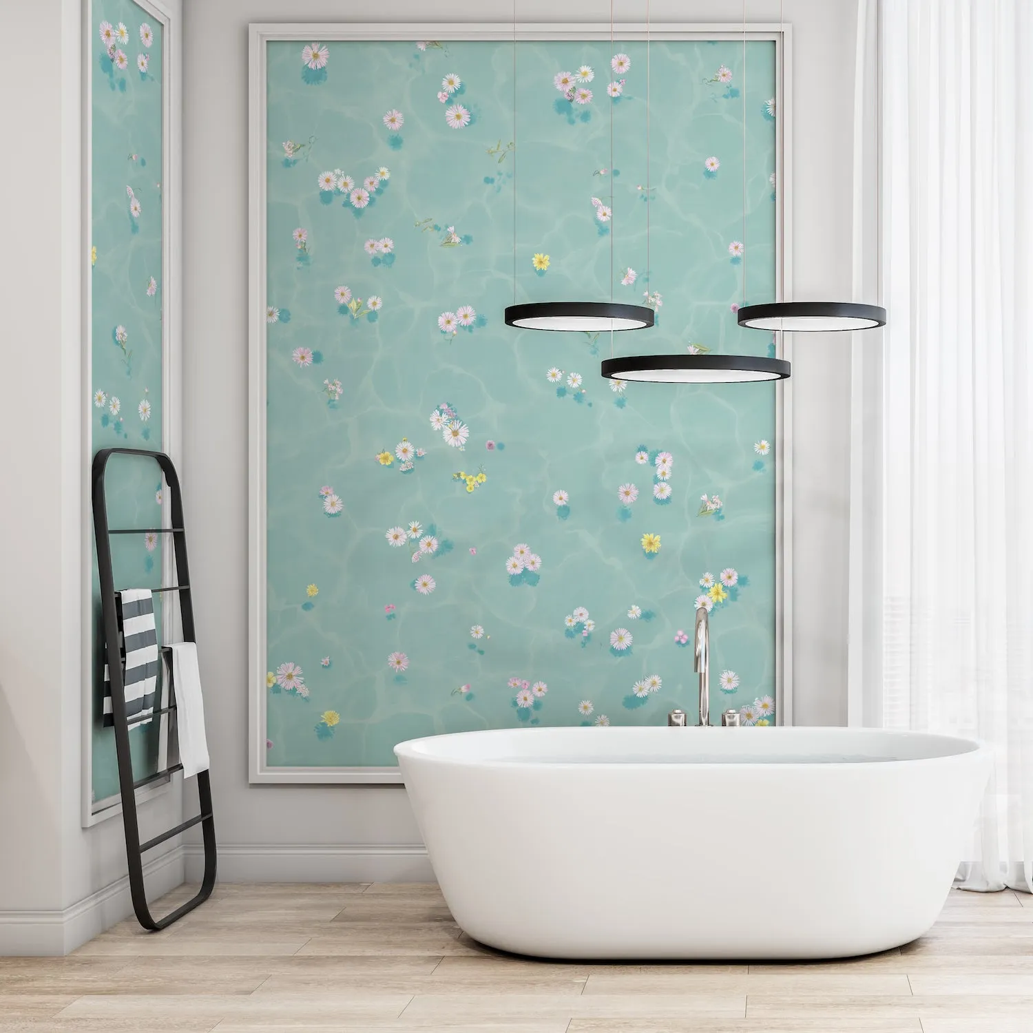 Classic Floral Bath Mural Wallpaper