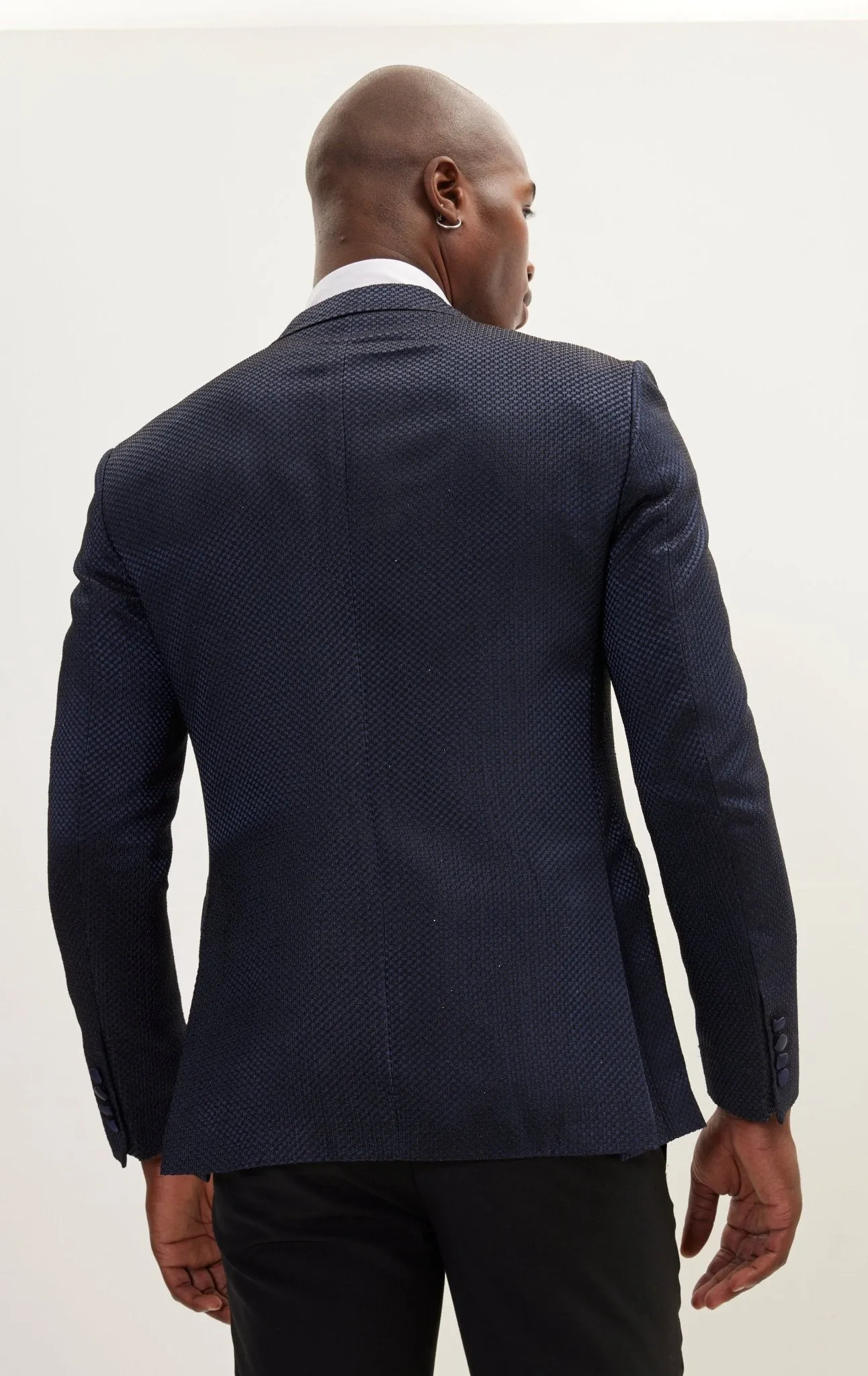 Classic Notch Lapel Dinner Jacket -Jacquard Navy