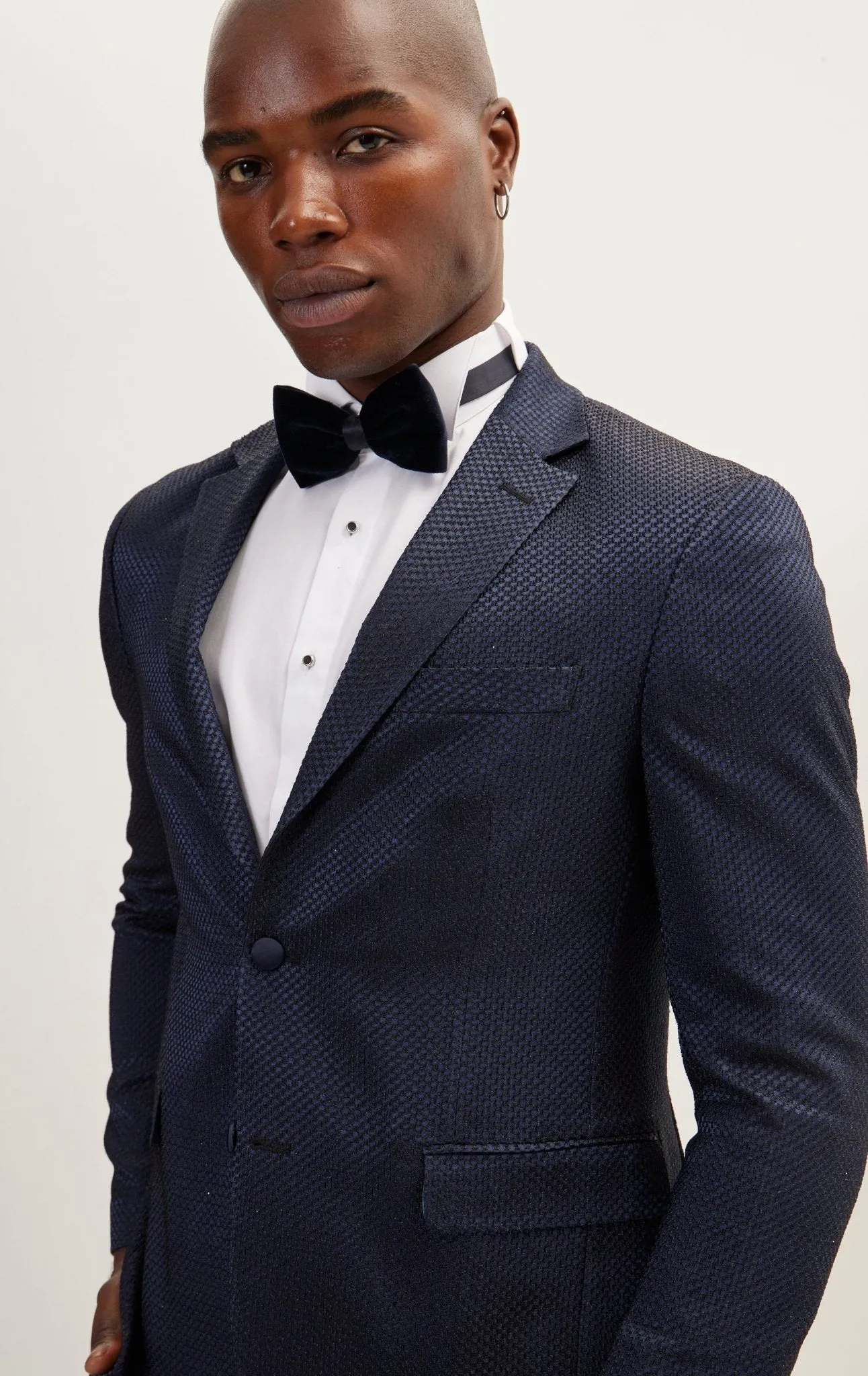 Classic Notch Lapel Dinner Jacket -Jacquard Navy