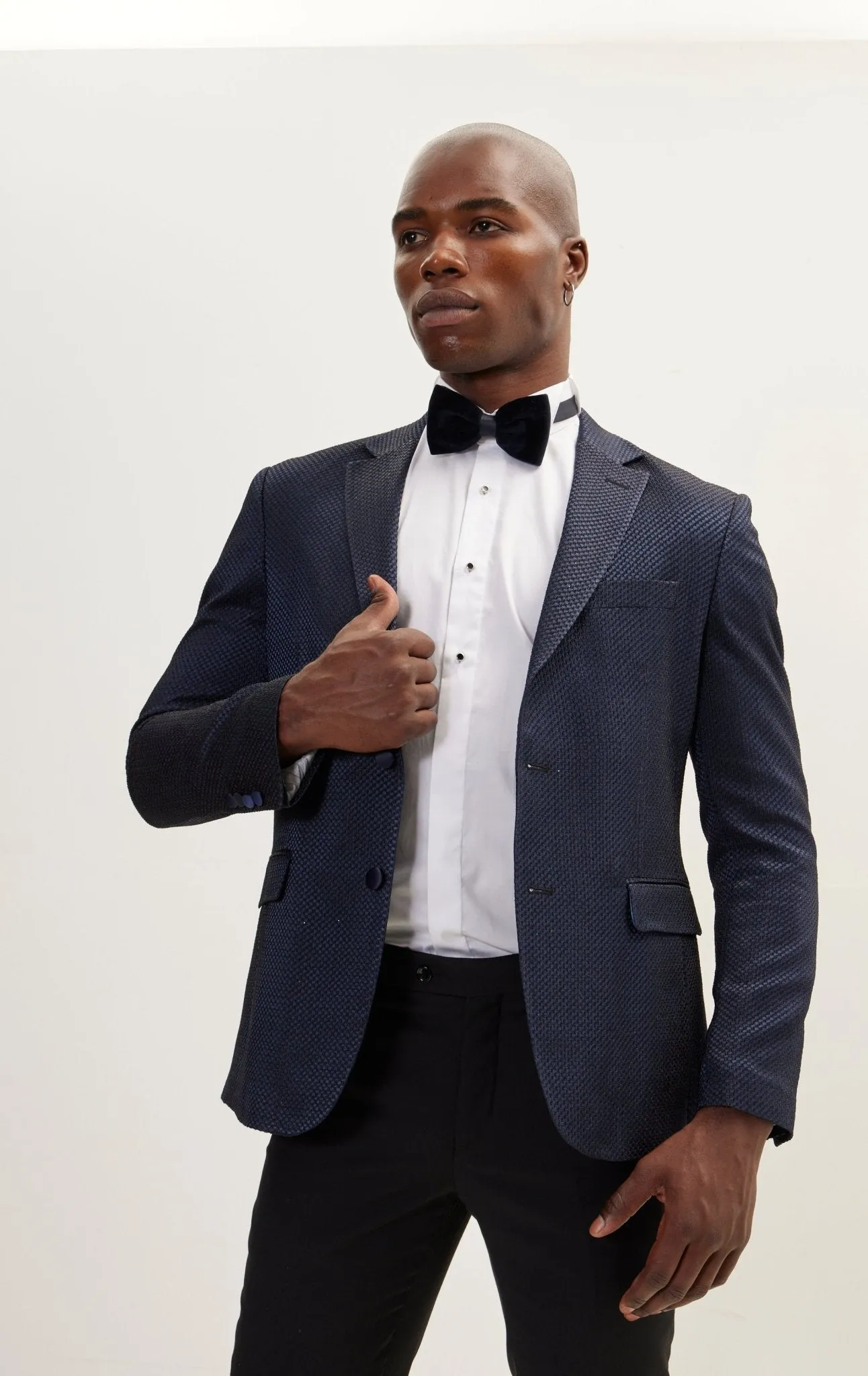 Classic Notch Lapel Dinner Jacket -Jacquard Navy