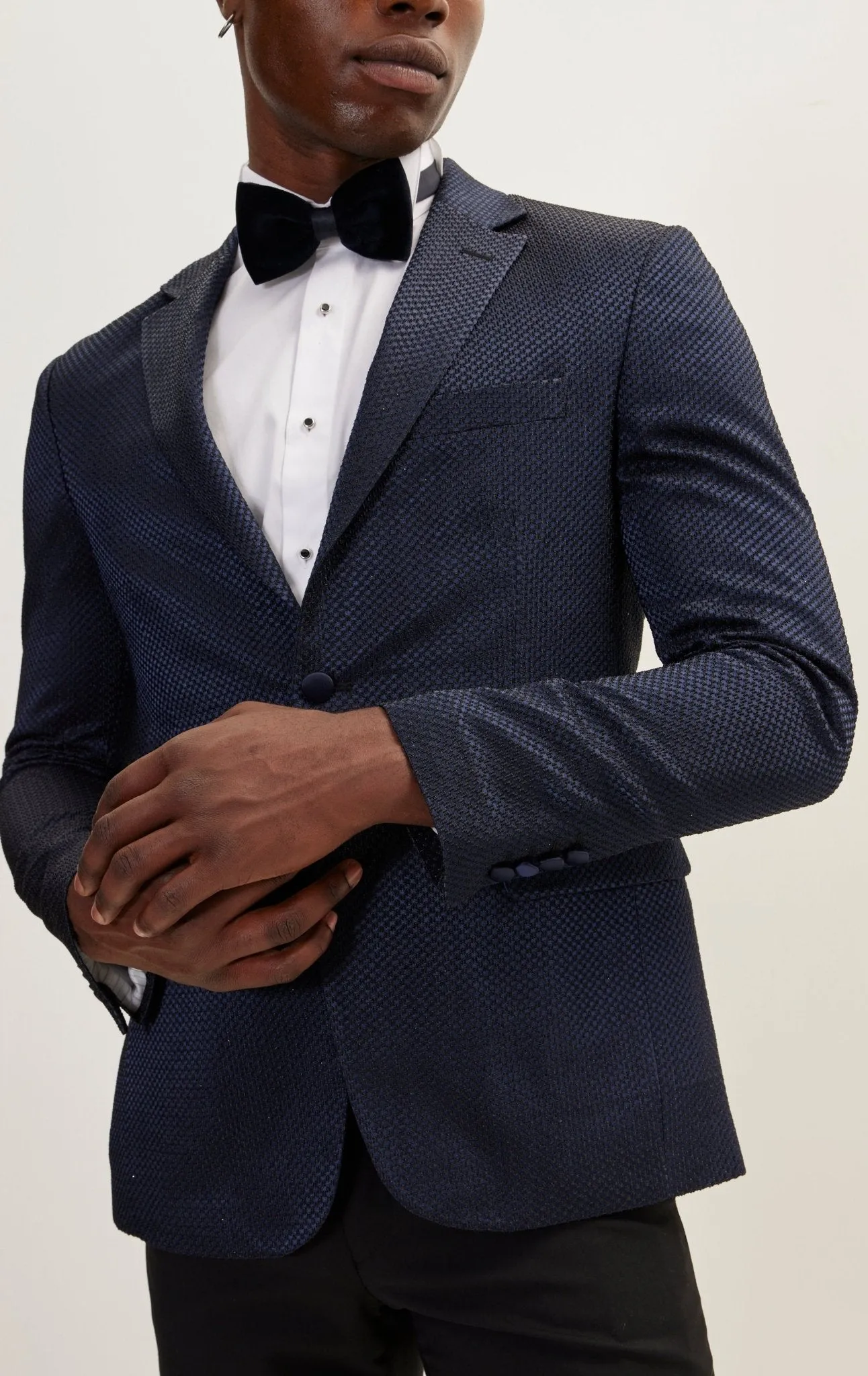 Classic Notch Lapel Dinner Jacket -Jacquard Navy