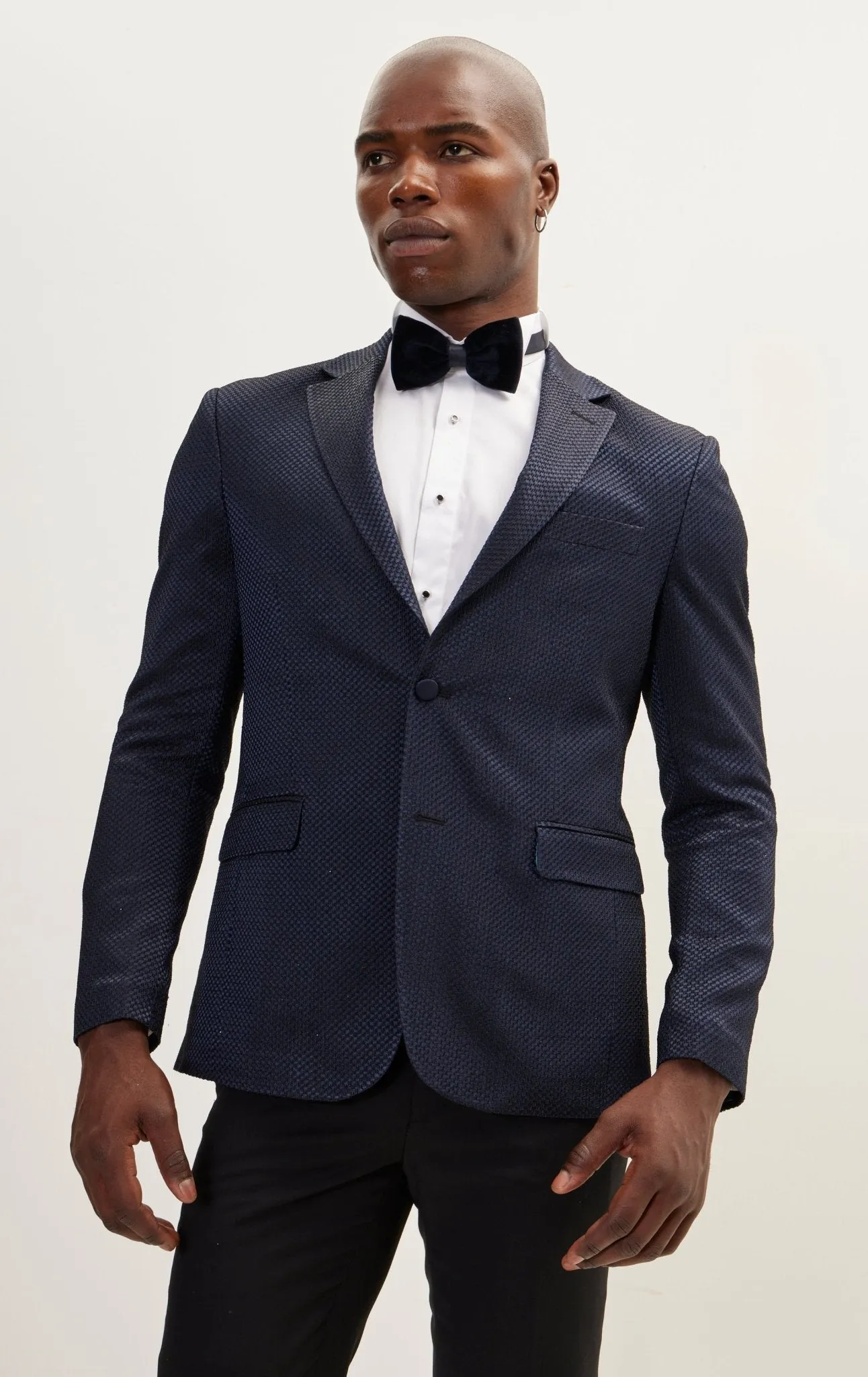 Classic Notch Lapel Dinner Jacket -Jacquard Navy