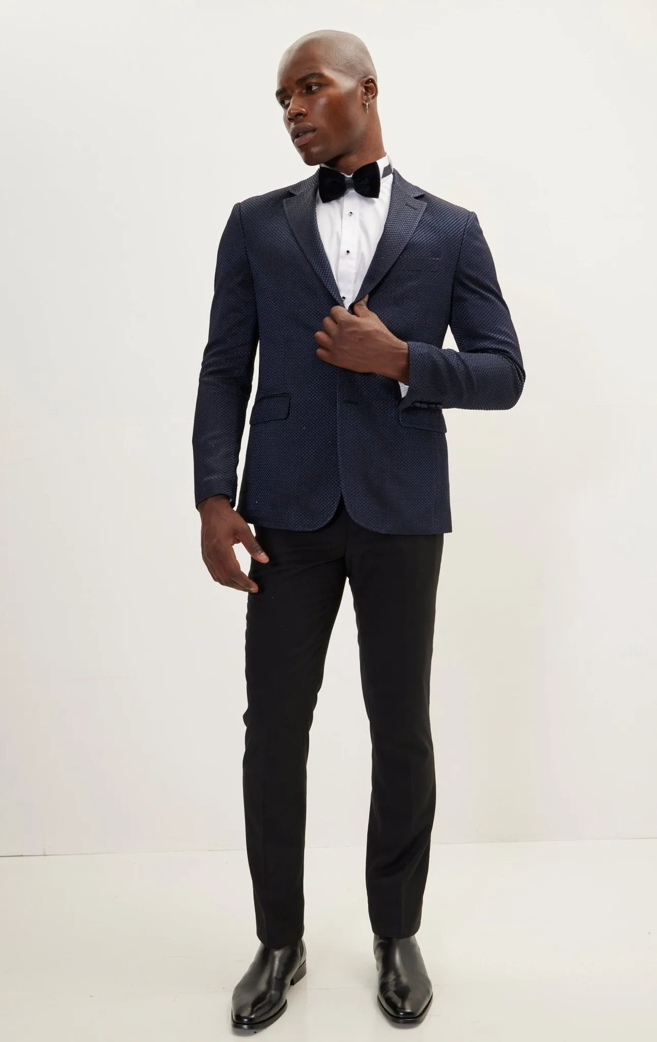 Classic Notch Lapel Dinner Jacket -Jacquard Navy