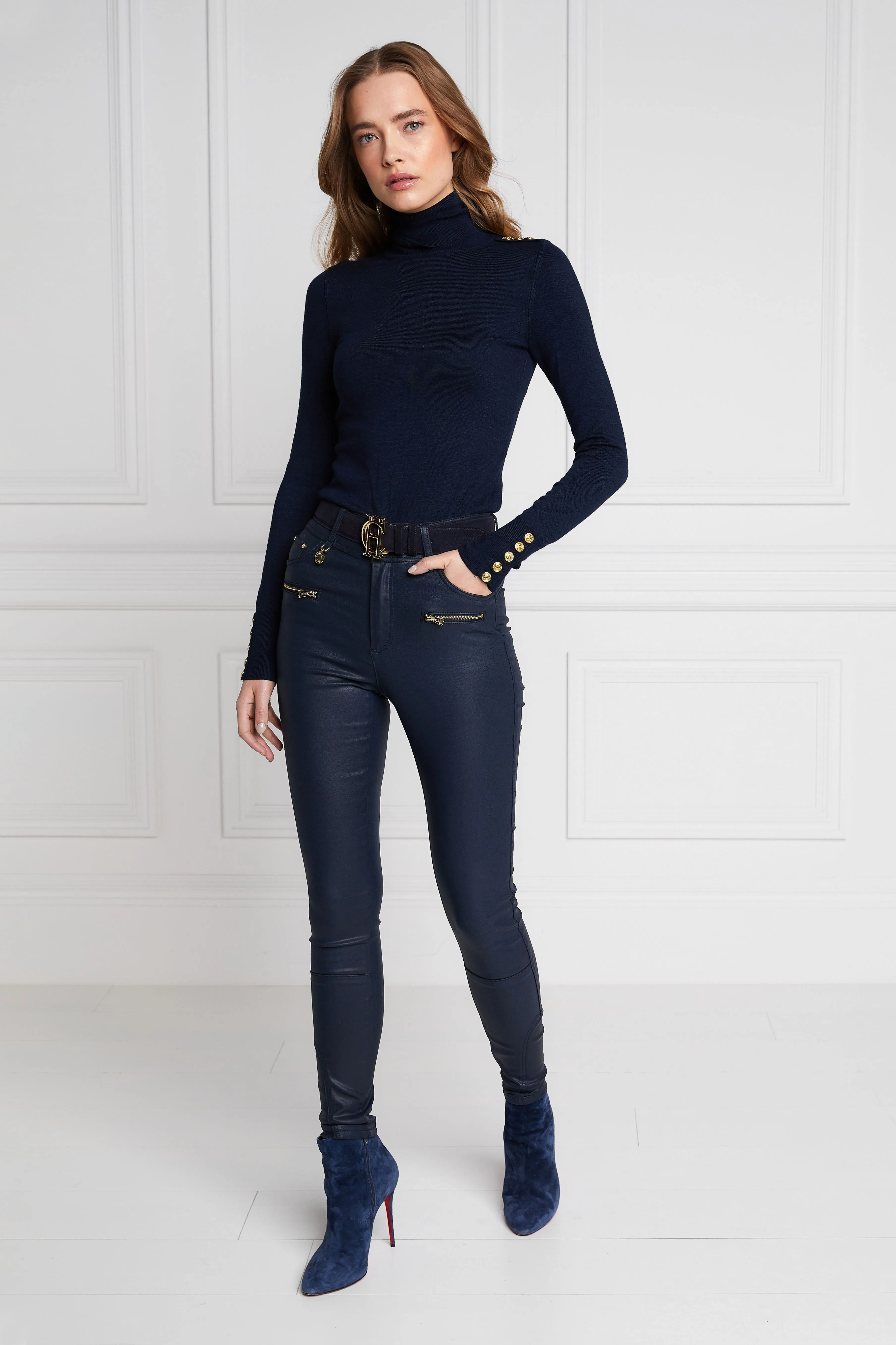 Coated Jodhpur Jean (Navy)