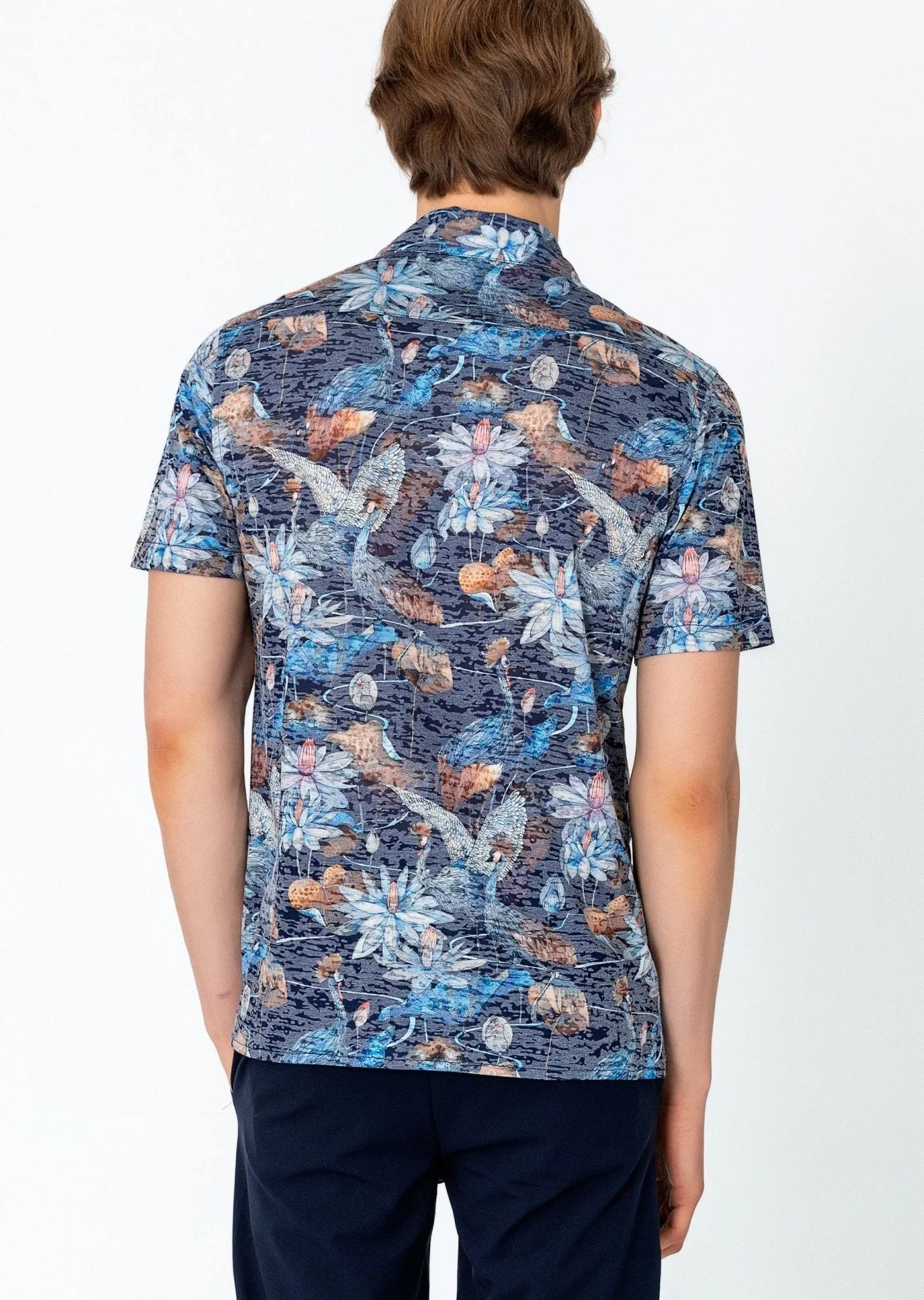 Collared Lightweight Shirt - Peacock Lotus