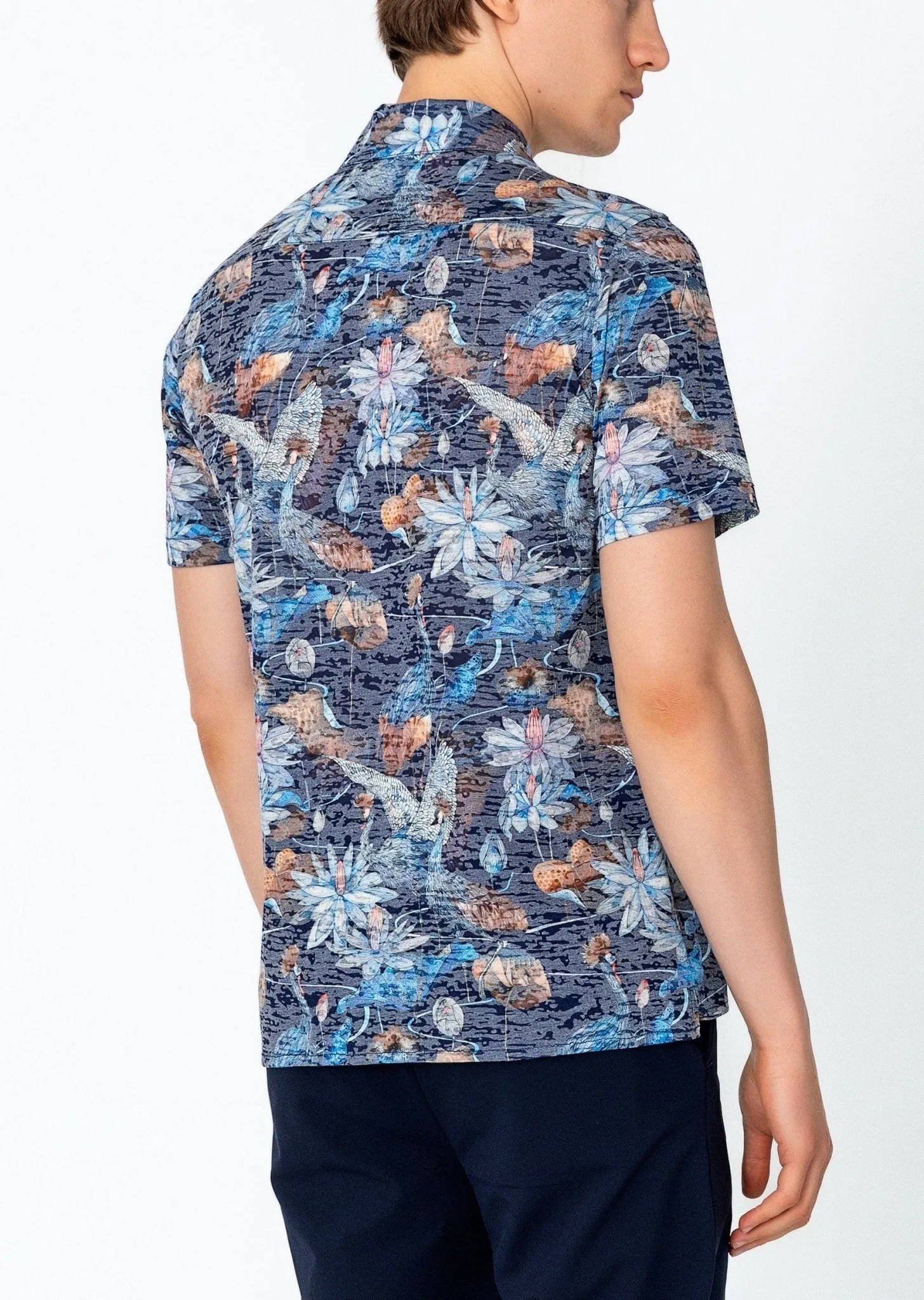 Collared Lightweight Shirt - Peacock Lotus