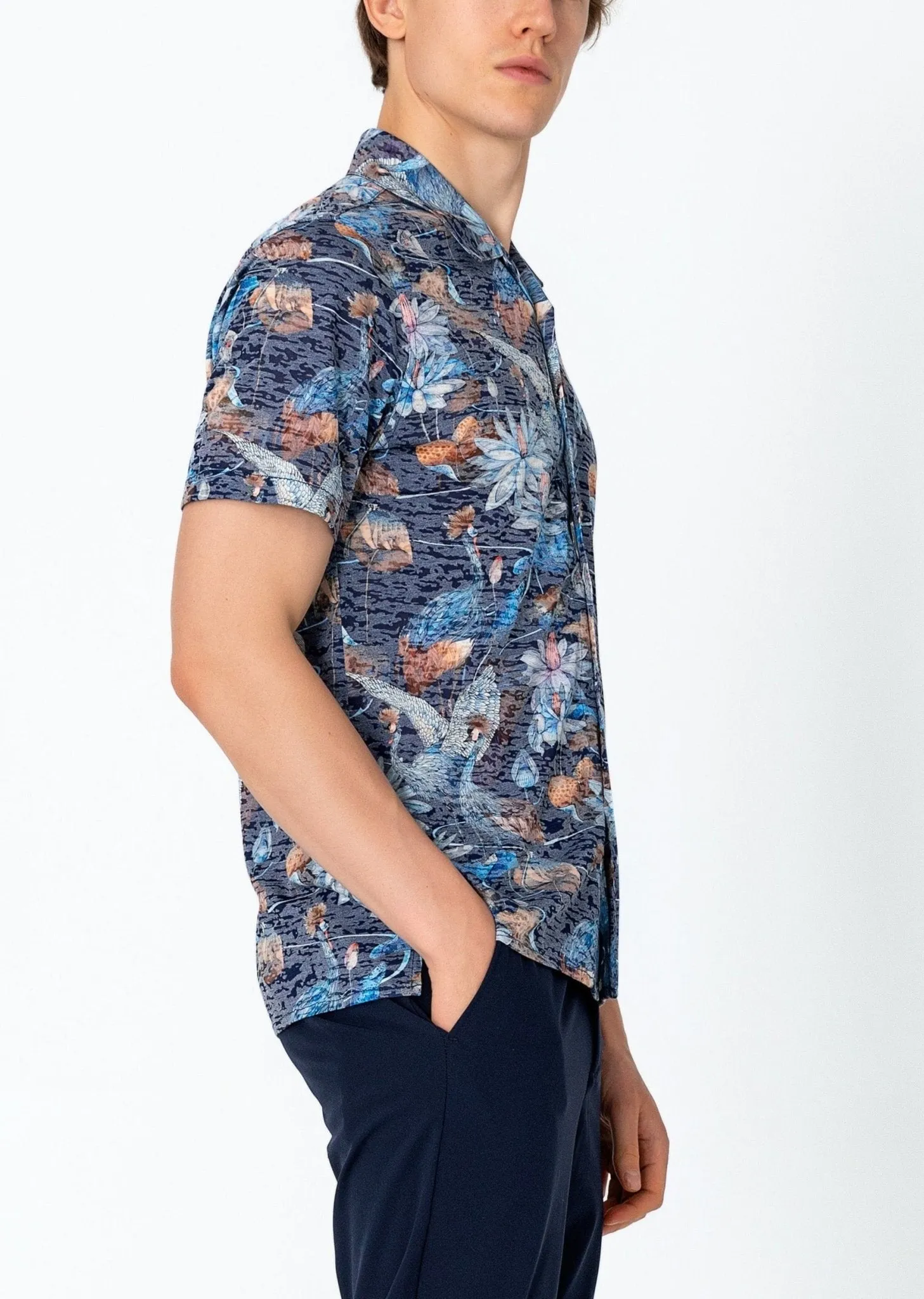 Collared Lightweight Shirt - Peacock Lotus