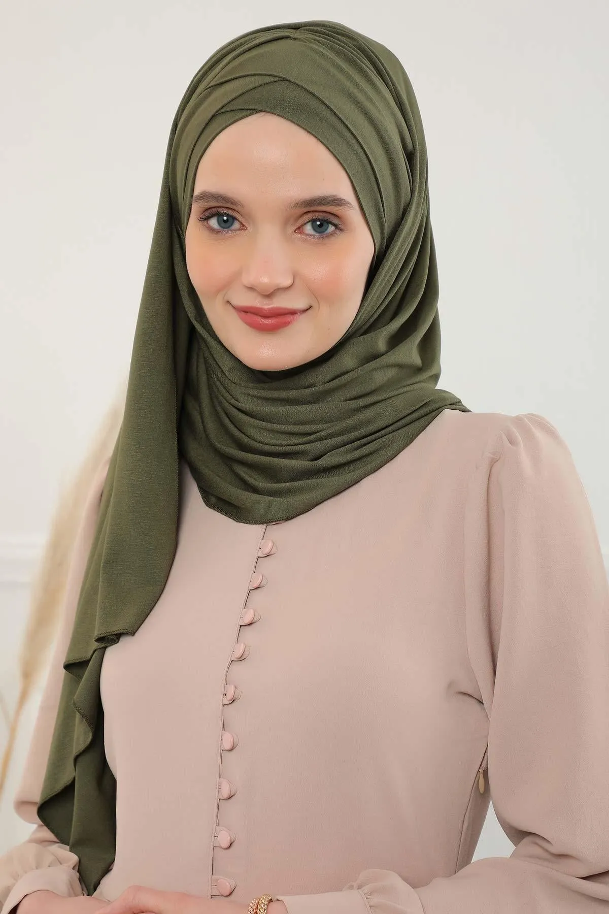 Comfortable Cross Stitched Jersey Shawl Practical Cotton Hijab for Women, Front Cross-Stitched Shirred Jersey Hijab Shawl,CPS-45