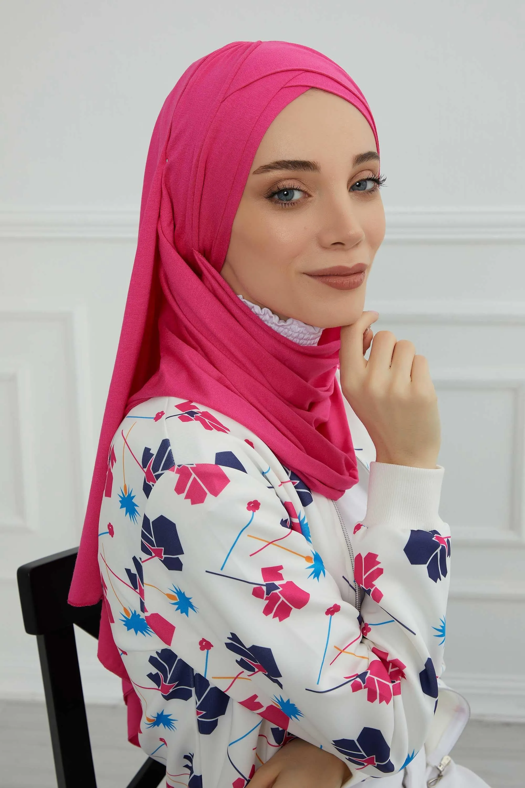 Comfortable Cross Stitched Jersey Shawl Practical Cotton Hijab for Women, Front Cross-Stitched Shirred Jersey Hijab Shawl,CPS-45