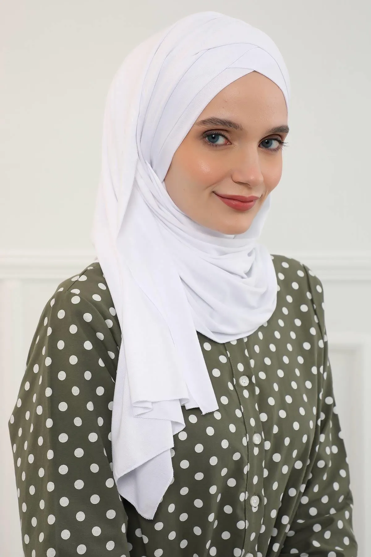 Comfortable Cross Stitched Jersey Shawl Practical Cotton Hijab for Women, Front Cross-Stitched Shirred Jersey Hijab Shawl,CPS-45