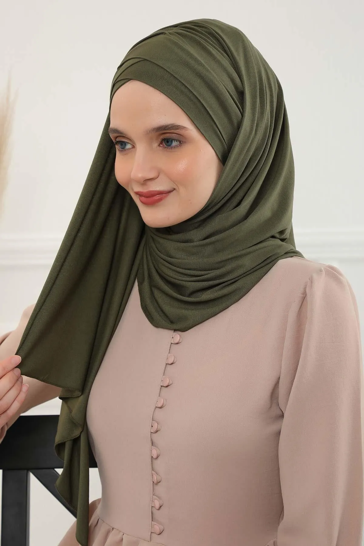 Comfortable Cross Stitched Jersey Shawl Practical Cotton Hijab for Women, Front Cross-Stitched Shirred Jersey Hijab Shawl,CPS-45