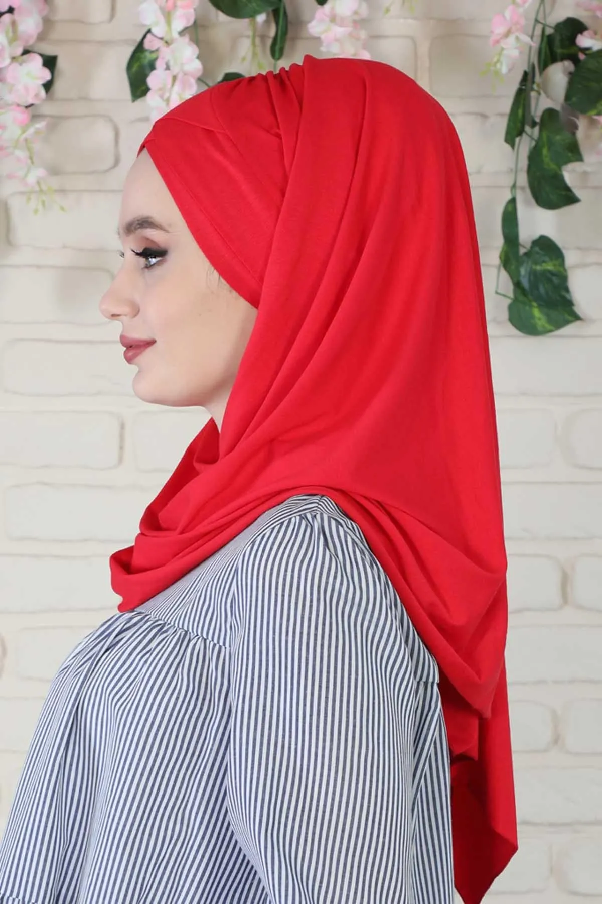 Comfortable Cross Stitched Jersey Shawl Practical Cotton Hijab for Women, Front Cross-Stitched Shirred Jersey Hijab Shawl,CPS-45