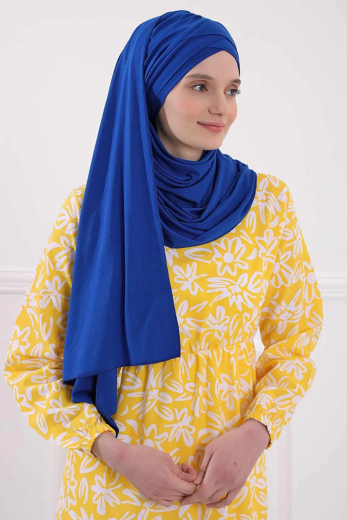 Comfortable Cross Stitched Jersey Shawl Practical Cotton Hijab for Women, Front Cross-Stitched Shirred Jersey Hijab Shawl,CPS-45