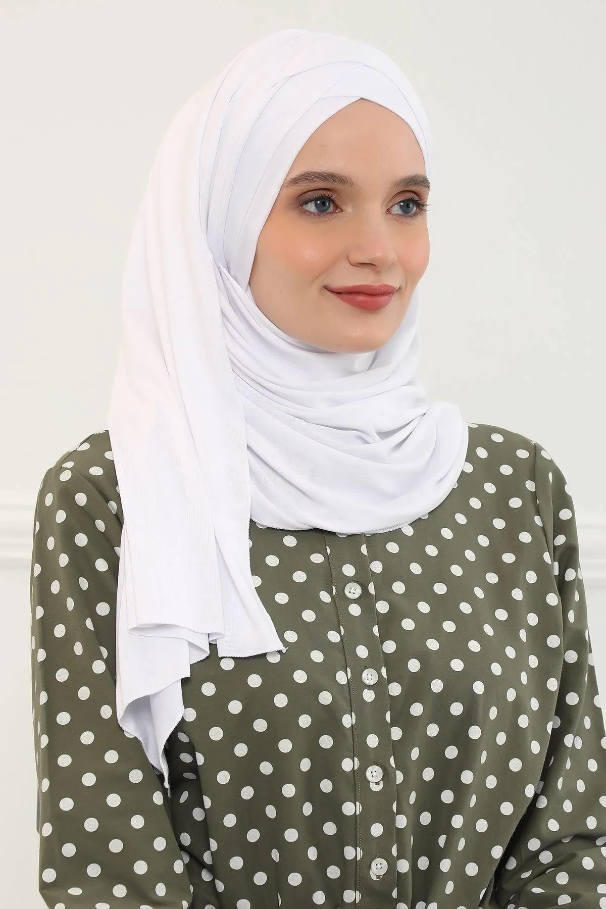 Comfortable Cross Stitched Jersey Shawl Practical Cotton Hijab for Women, Front Cross-Stitched Shirred Jersey Hijab Shawl,CPS-45